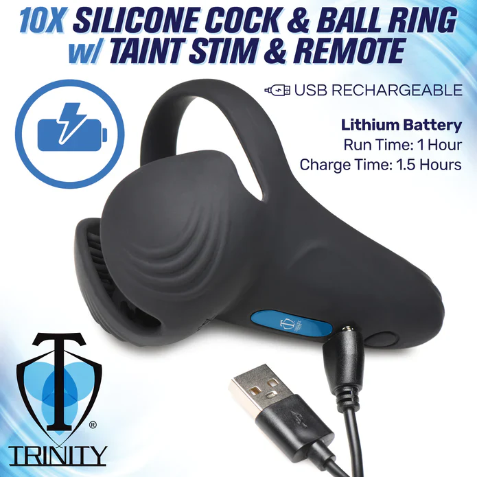 10X SILICONE COCK & BALL RING W/ VIBRATING TAINT STIMULATOR & REMOTE - Image 3