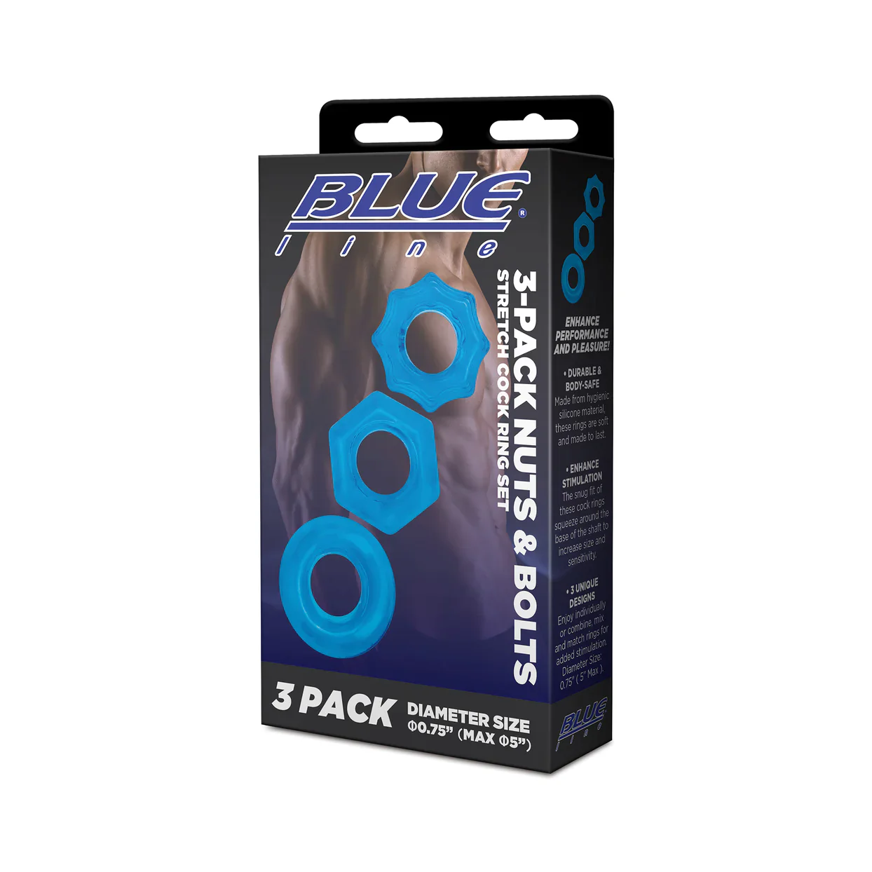3-Pack Nuts & Bolts Stretch Cock Ring Set by Blue Line - Image 6