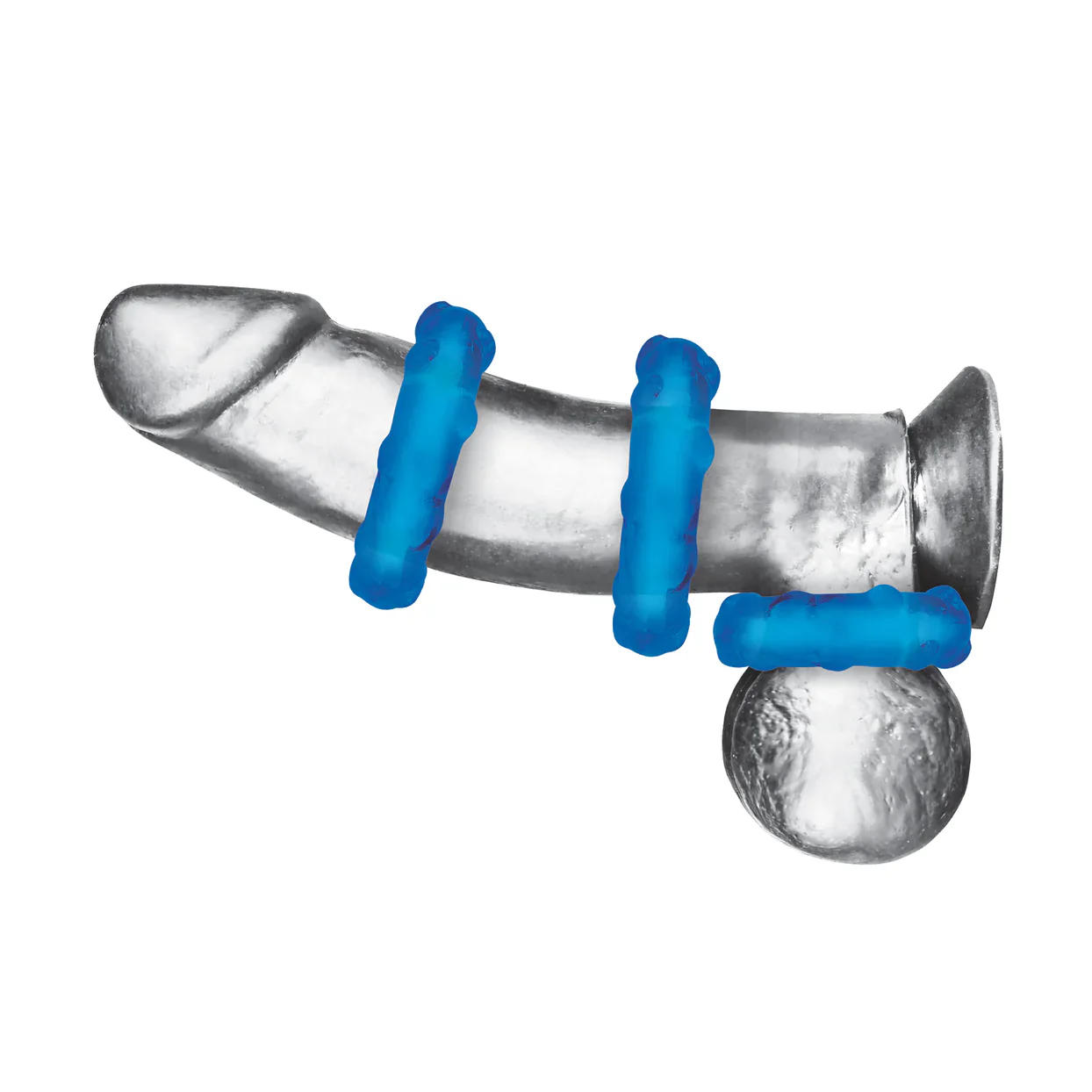 3-Pack Ribbed Rider Cock Ring Set by Blue Line - Image 3