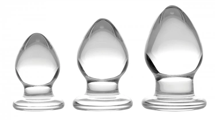 Triplets 3 Piece Glass Anal Plug Kit - Image 4