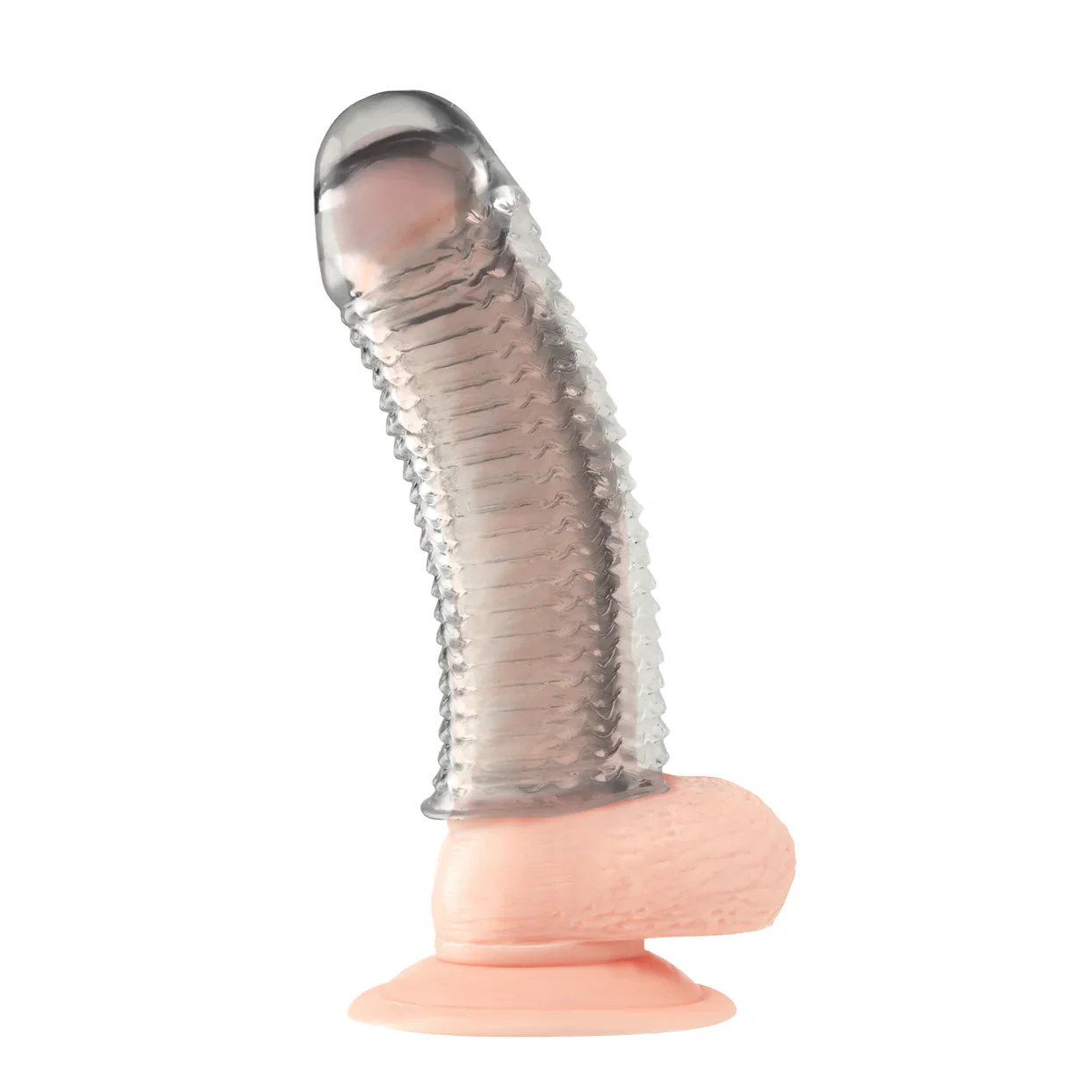 6.5" Clear Textured Penis Enhancing Sleeve Extension by Blue Line - Image 3