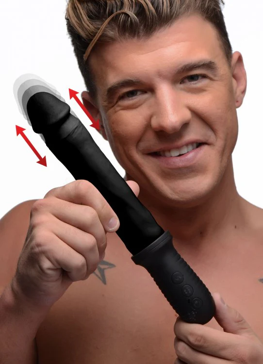 8X Auto Pounder Vibrating and Thrusting Dildo with Handle by Master Series - BLACK - Image 7
