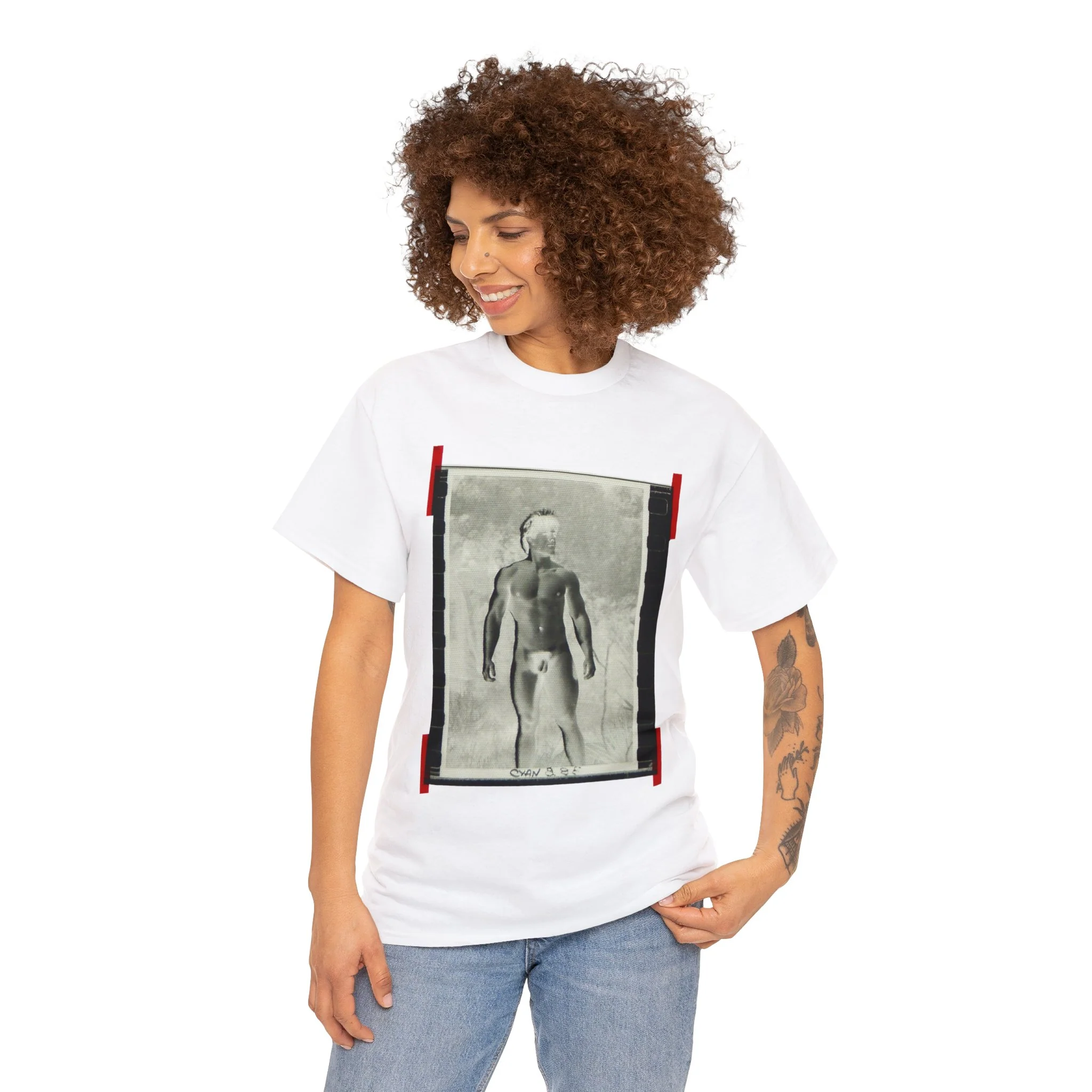 90S VINTAGE GAY PORN TRANSPARENCY Unisex Heavy Cotton Tee #5 - Image 3