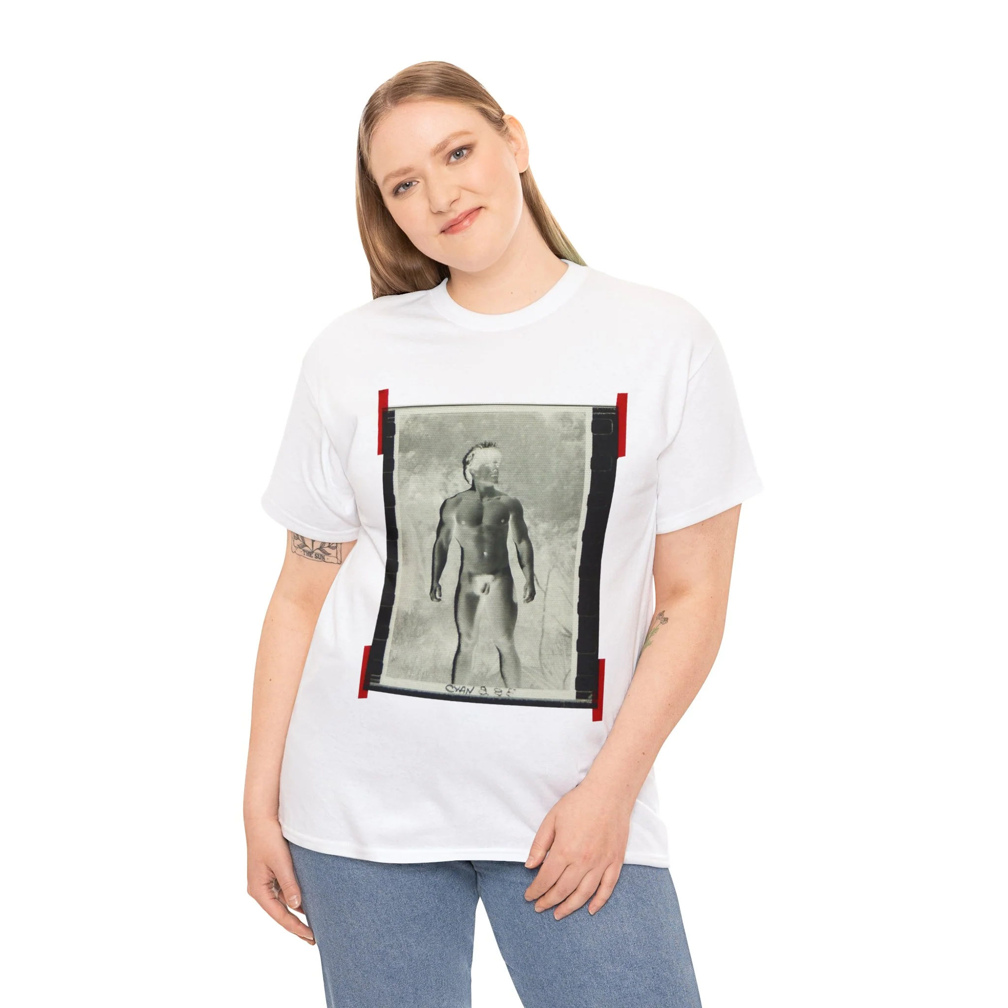 90S VINTAGE GAY PORN TRANSPARENCY Unisex Heavy Cotton Tee #5 - Image 4