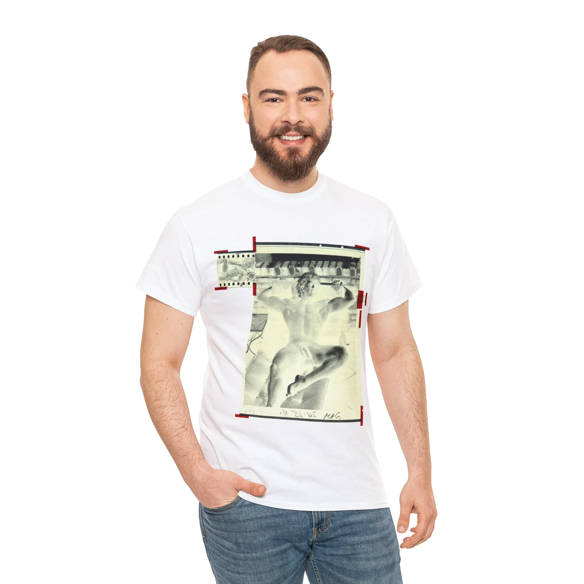 90S VINTAGE GAY PORN TRANSPARENCY Unisex Heavy Cotton Tee #6 - Image 3