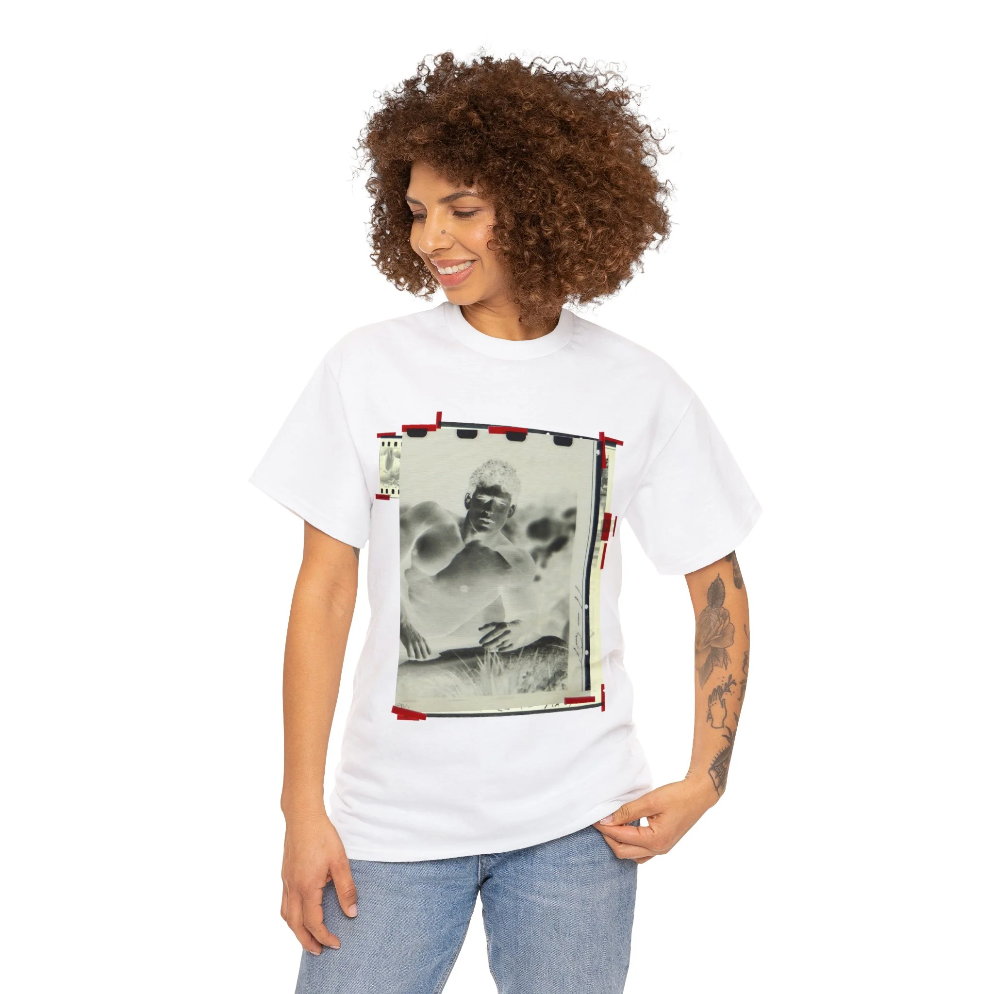 90S VINTAGE GAY PORN TRANSPARENCY Unisex Heavy Cotton Tee #7 - Image 3