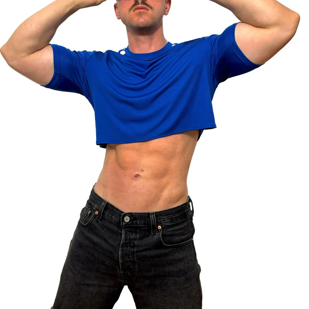 Adidas Sport Blue Short Sleeve Crop Top BY SNEAKERMASK - Image 2