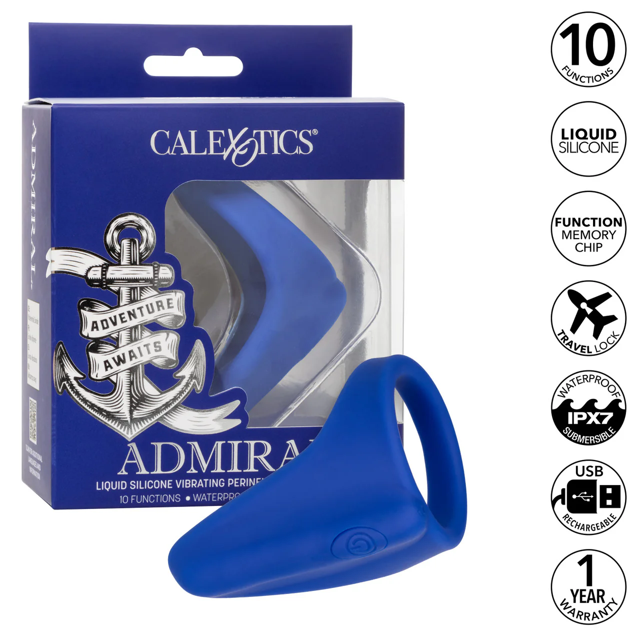 Admiral Liquid Silicone Vibrating Perineum Massager & Ring - Image 6