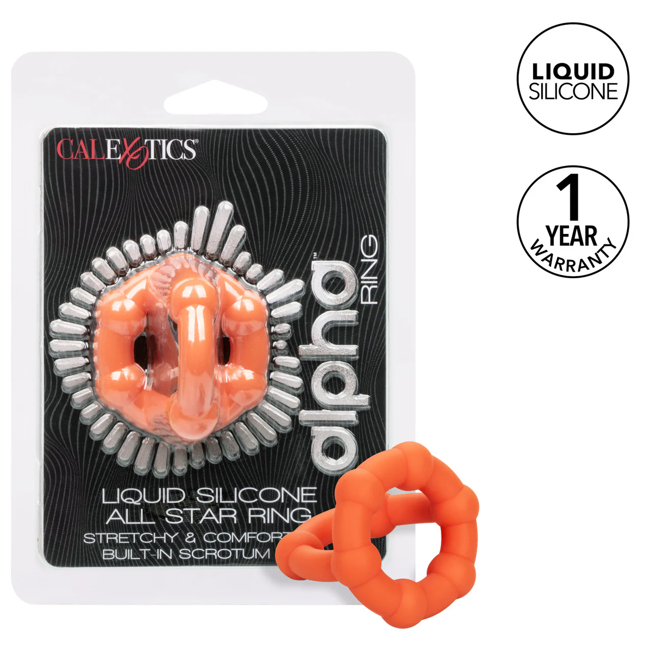 Alpha Liquid Silicone All Star Ring - Orange - Image 6
