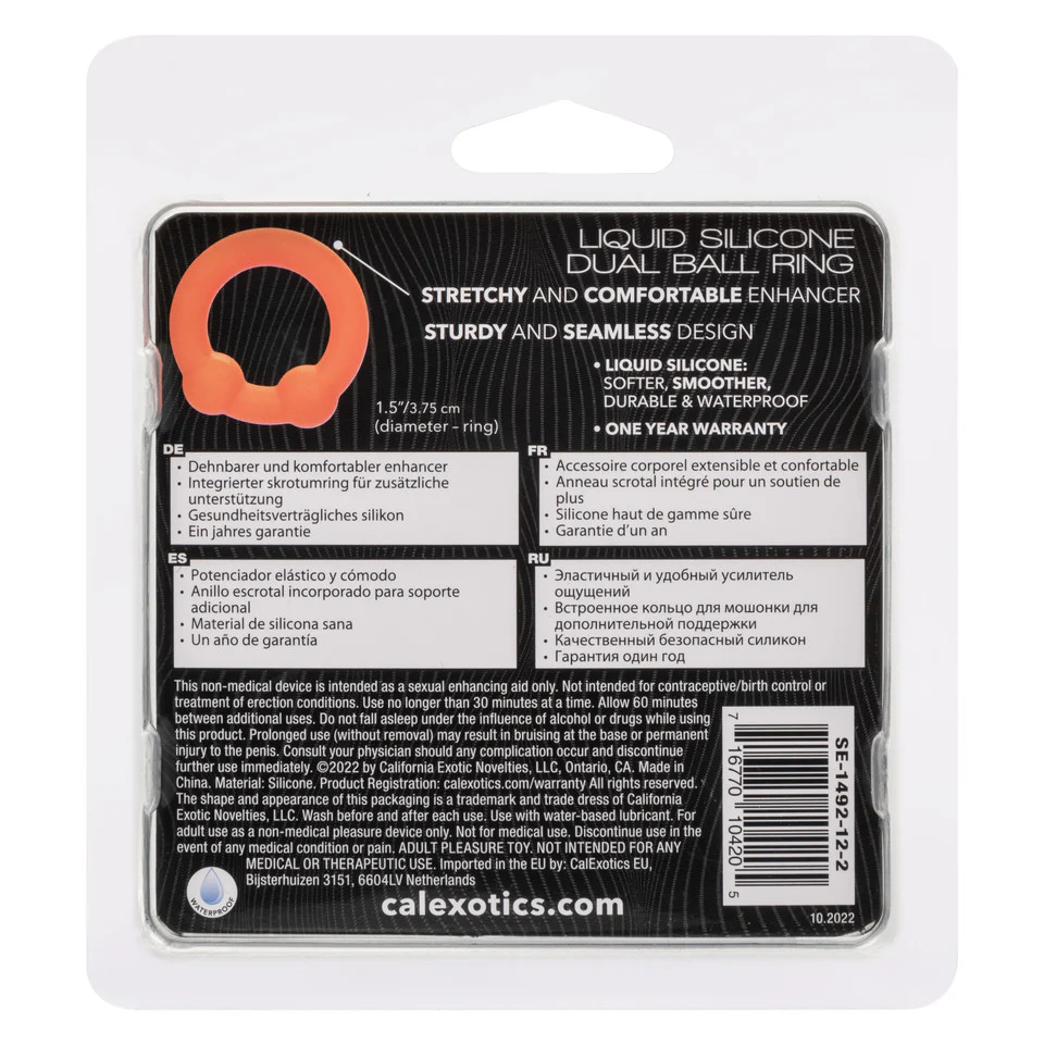 Alpha Liquid Silicone Dual Ball Ring - Orange - Image 4