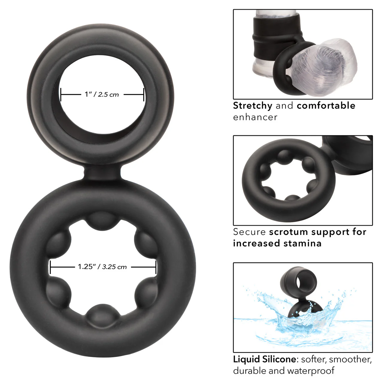 Alpha Liquid Silicone Dual Magnum Ring - Black - Image 6