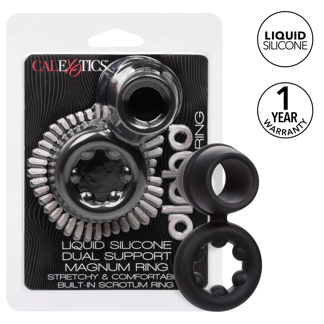 Alpha Liquid Silicone Dual Magnum Ring - Black - Image 7