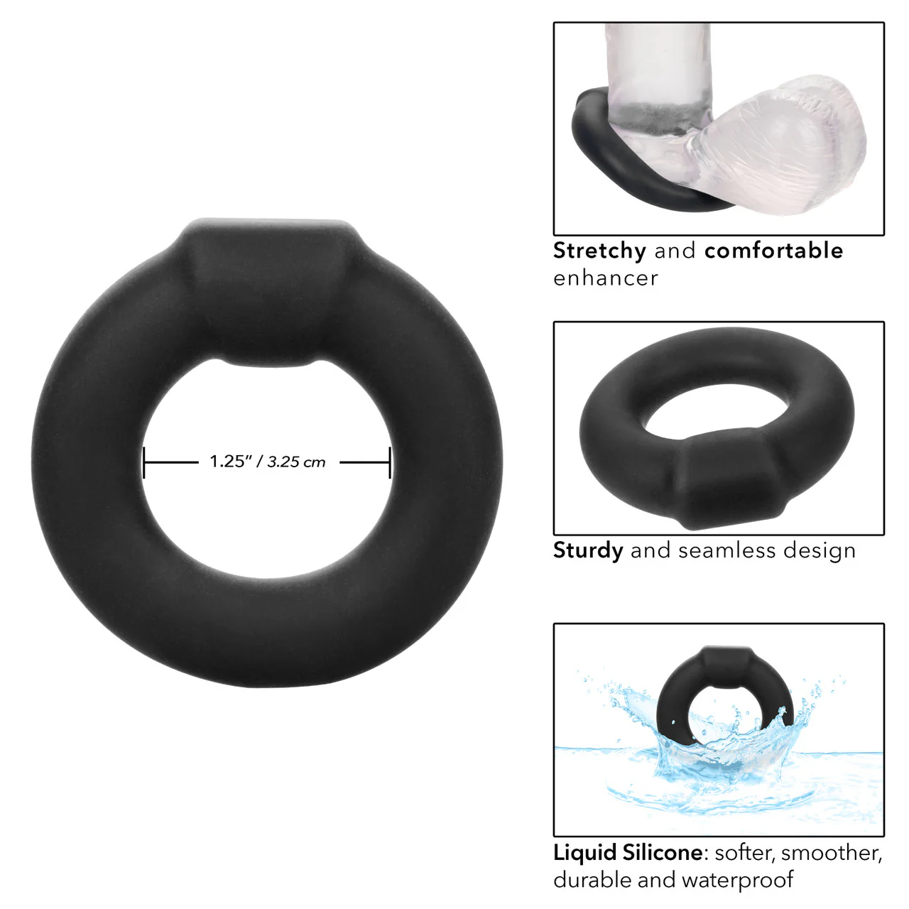Alpha Liquid Silicone Optimum Ring - Black - Image 5