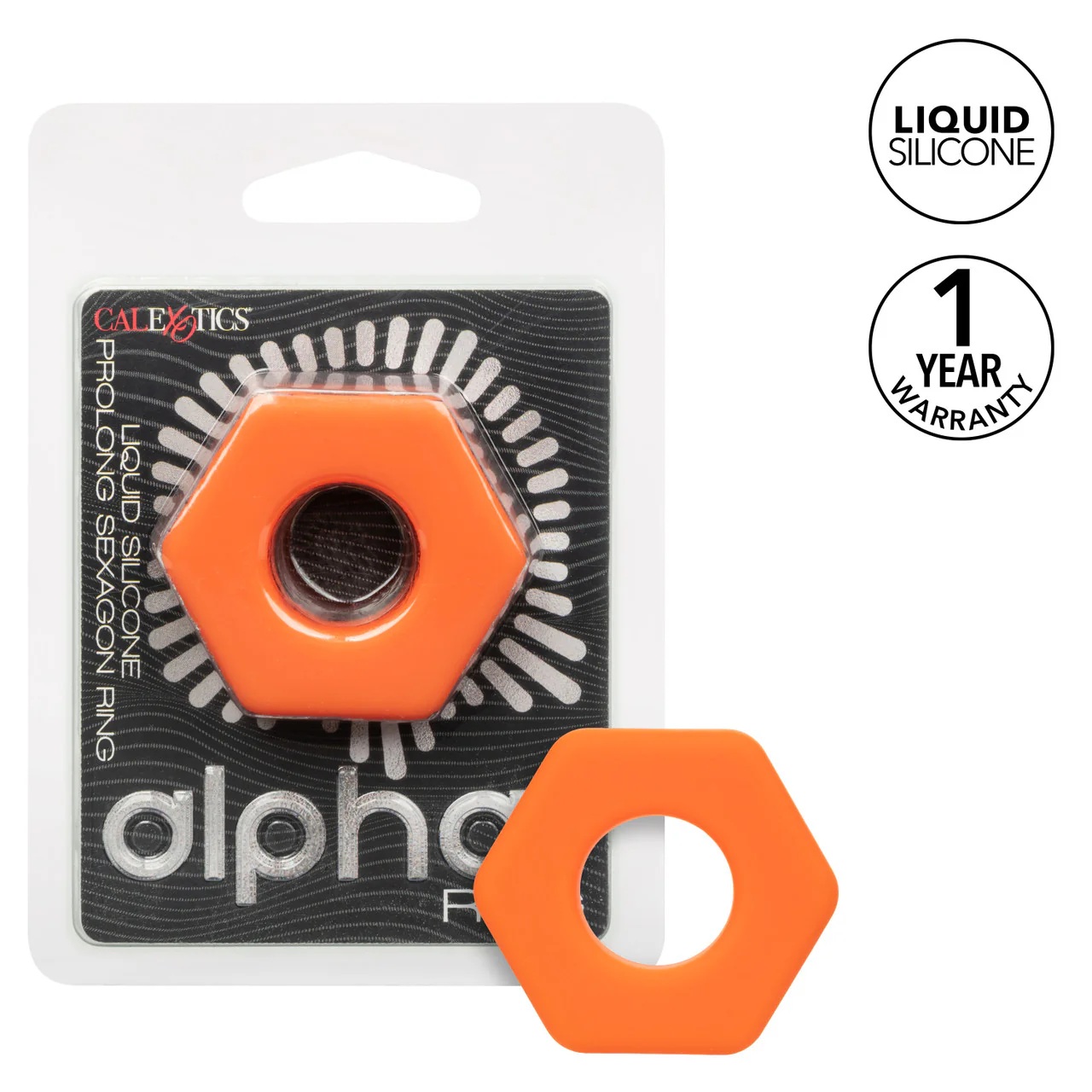 Alpha Liquid Silicone Prolong Sexagon Cock Ring - Image 6
