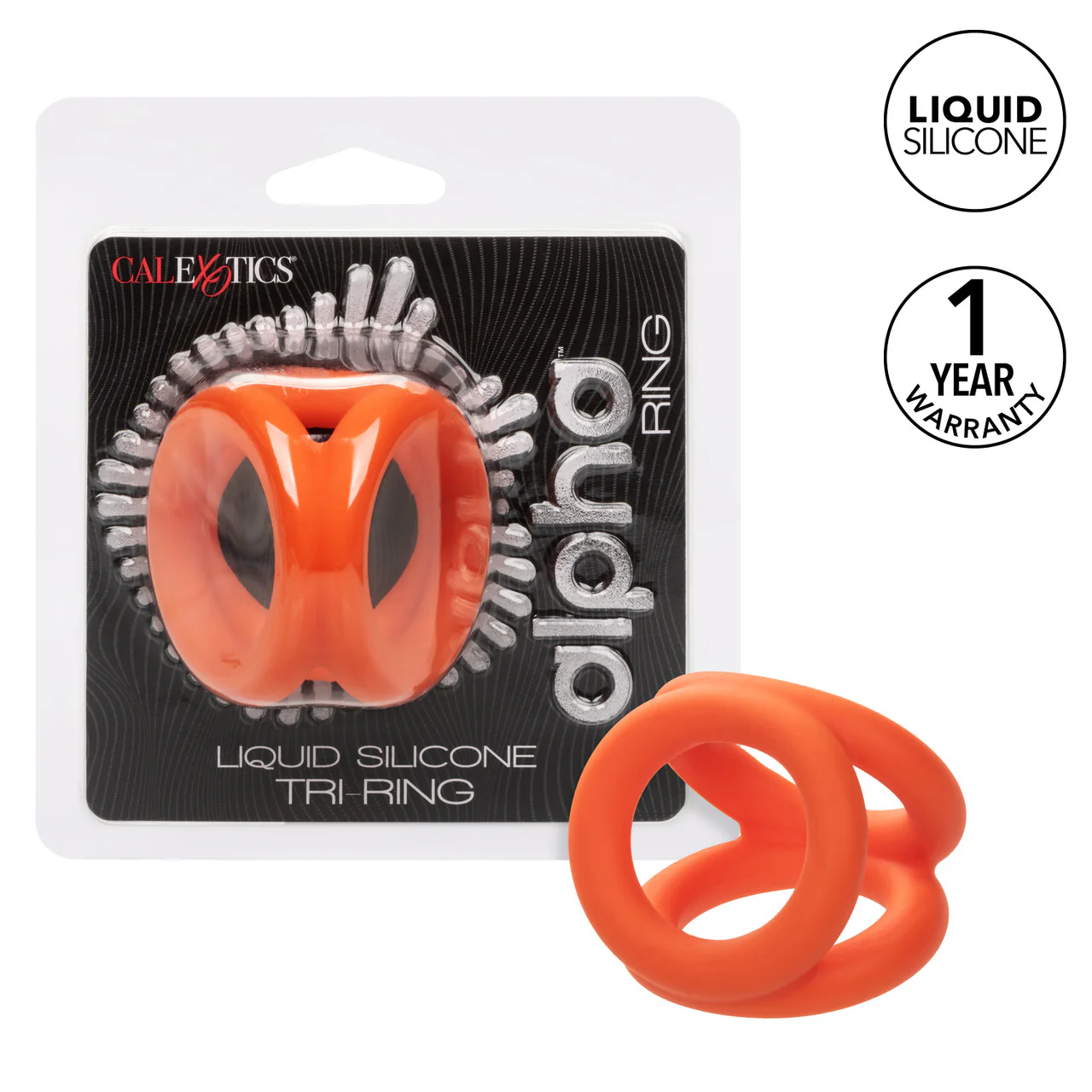 Alpha Liquid Silicone Tri-Ring - Orange - Image 6