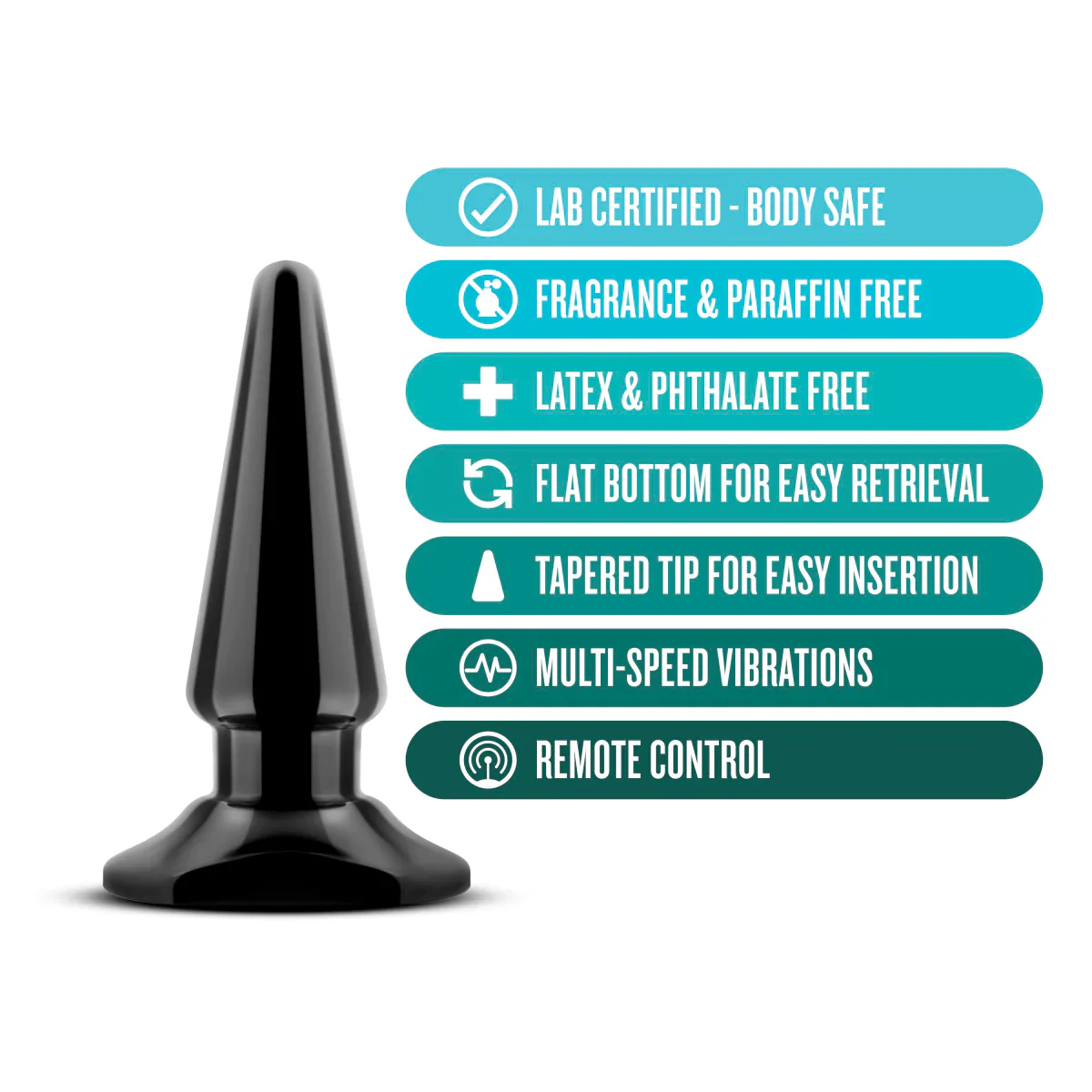 Anal Adventures Basic Pleaser Black 4-Inch Vibrating Anal Plug - Image 5