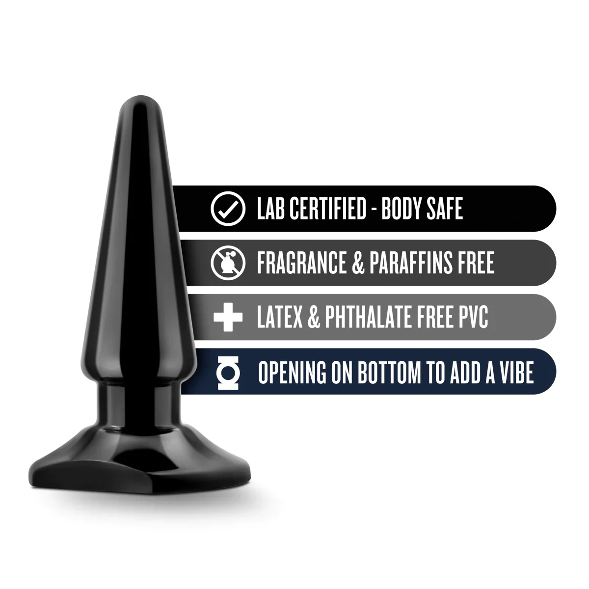 Anal Adventures Easy Black 4-Inch Anal Plug - Image 4