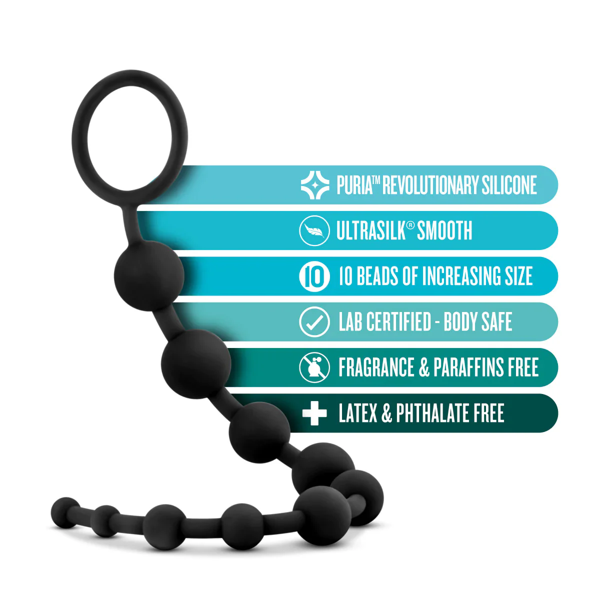 Anal Adventures Platinum Black 12.5-Inch Anal Beads - Image 5