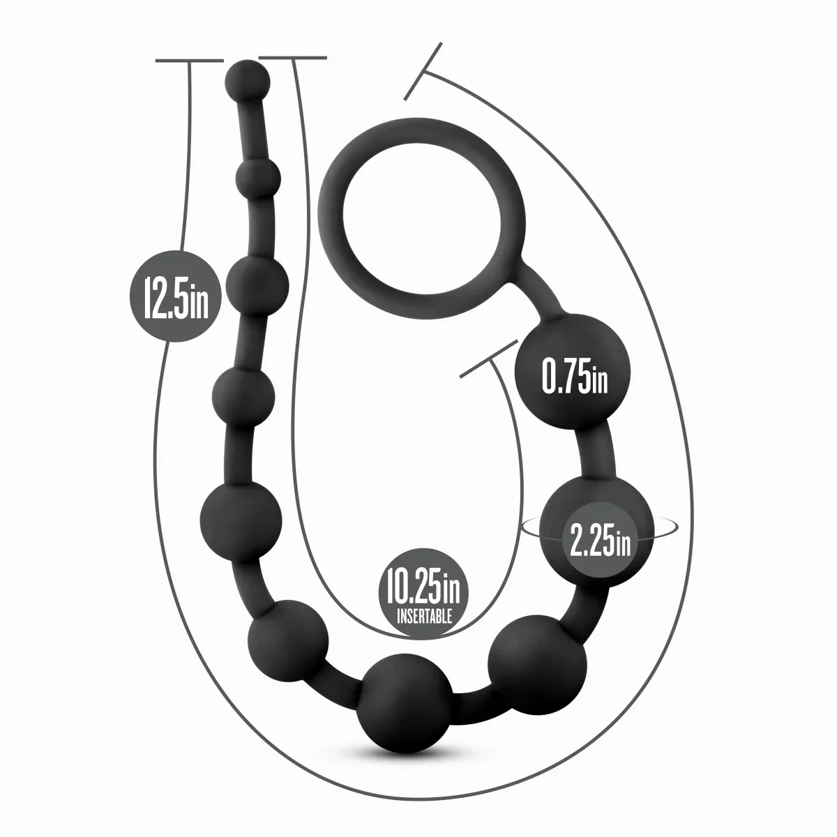 Anal Adventures Platinum Black 12.5-Inch Anal Beads - Image 6