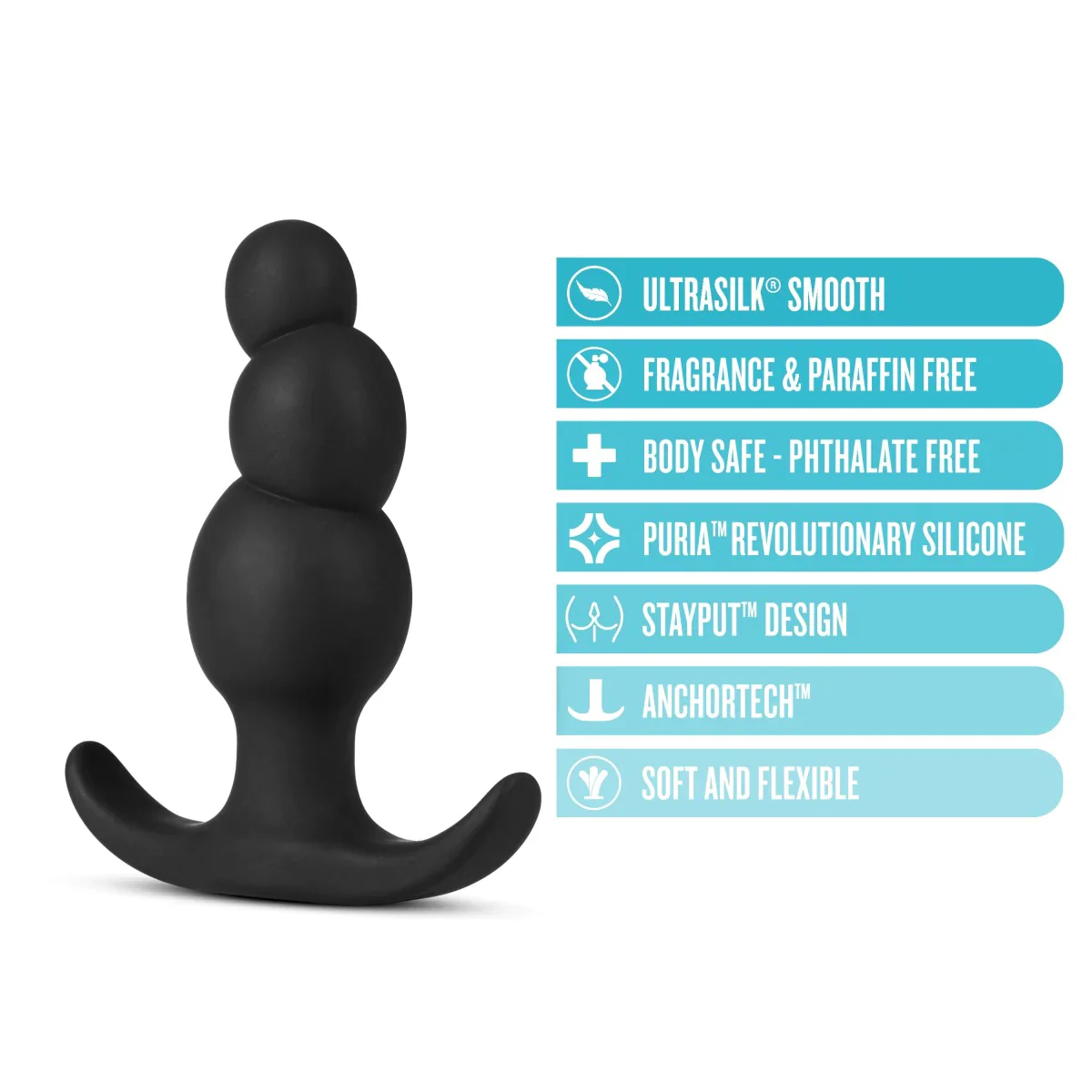 Anal Adventures Platinum Stacked Black 3.25-Inch Anal Plug - Image 3