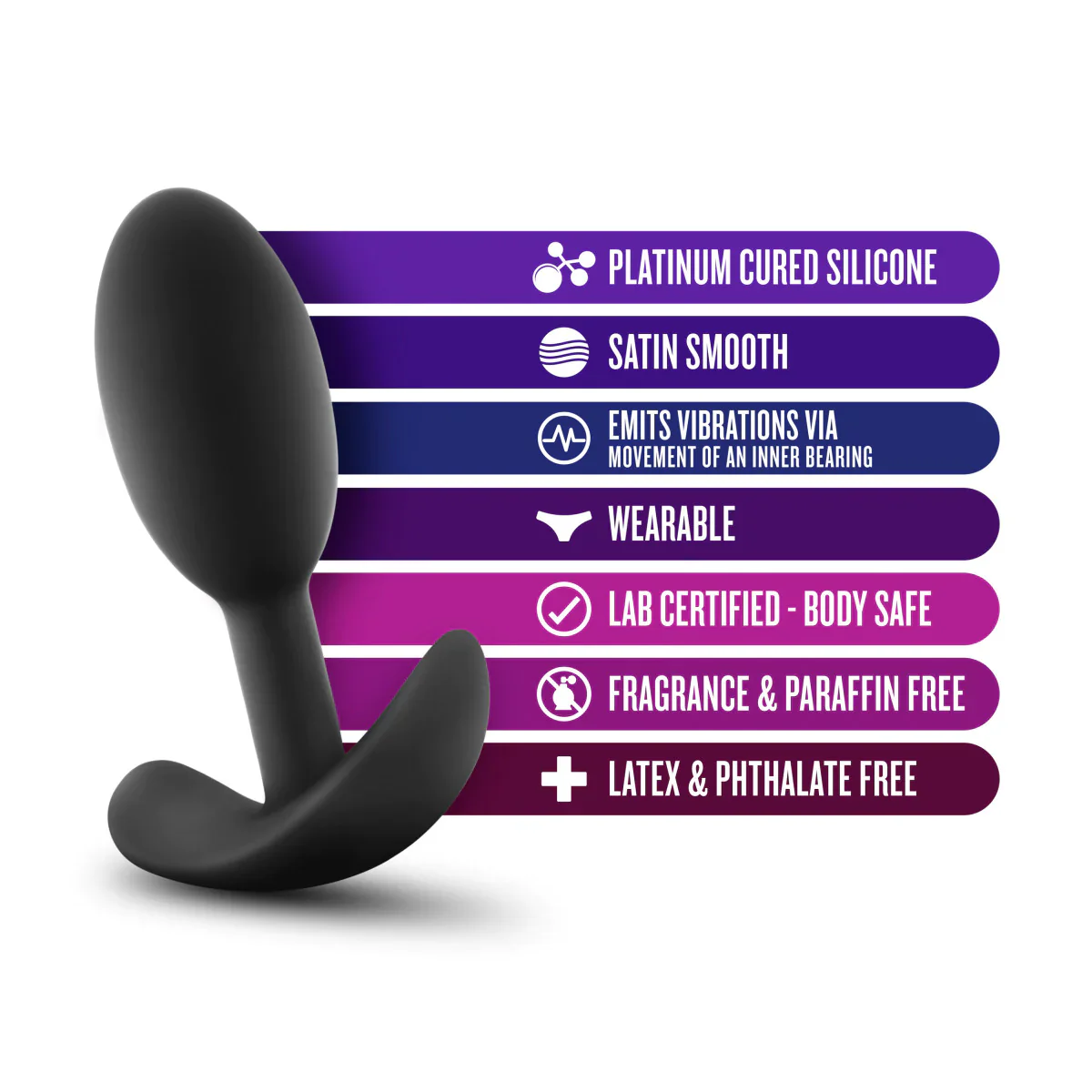 Anal Adventures Platinum Vibra Slim Black 3.5-Inch Anal Plug - Image 2