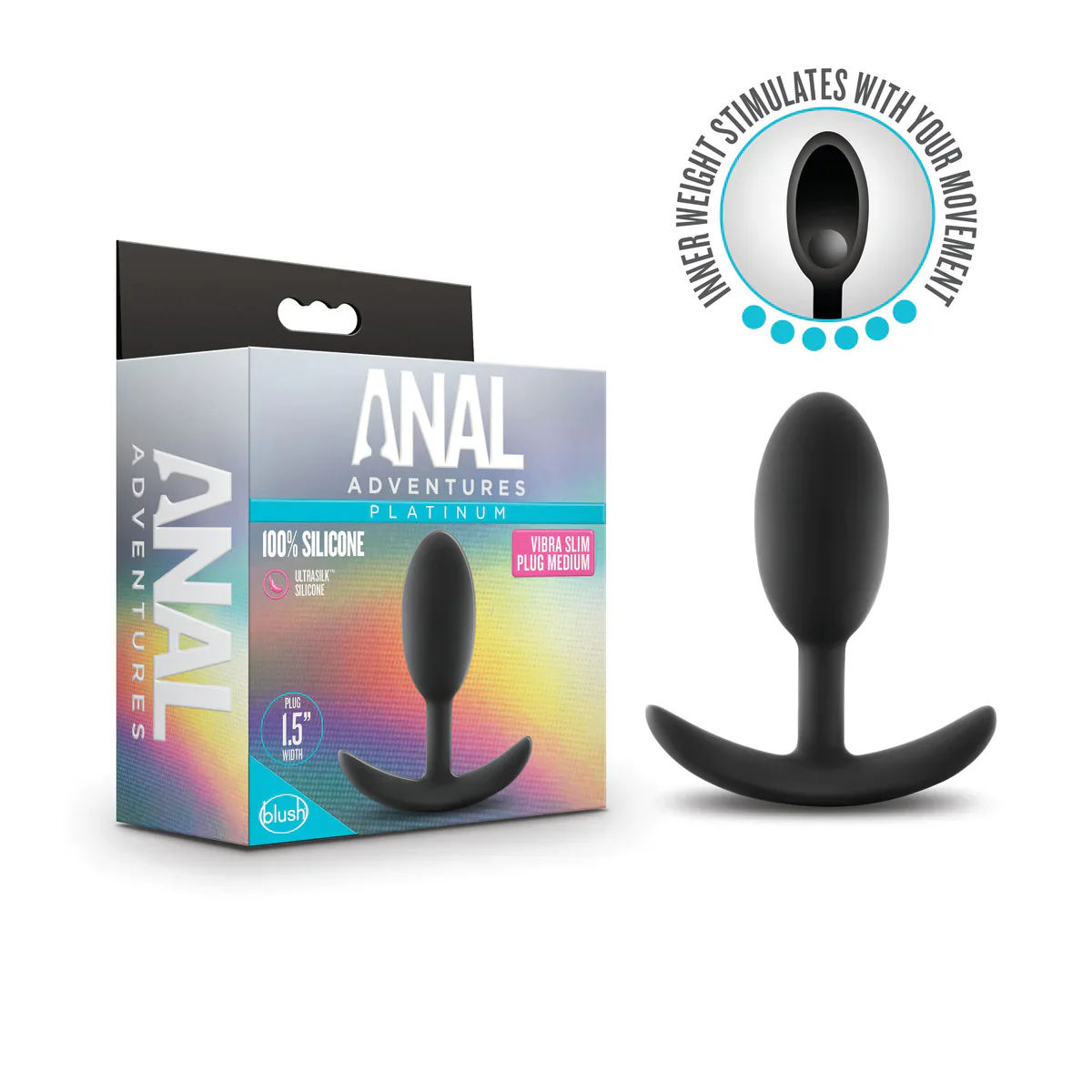 Anal Adventures Platinum Vibra Slim Black 4-Inch Anal Plug