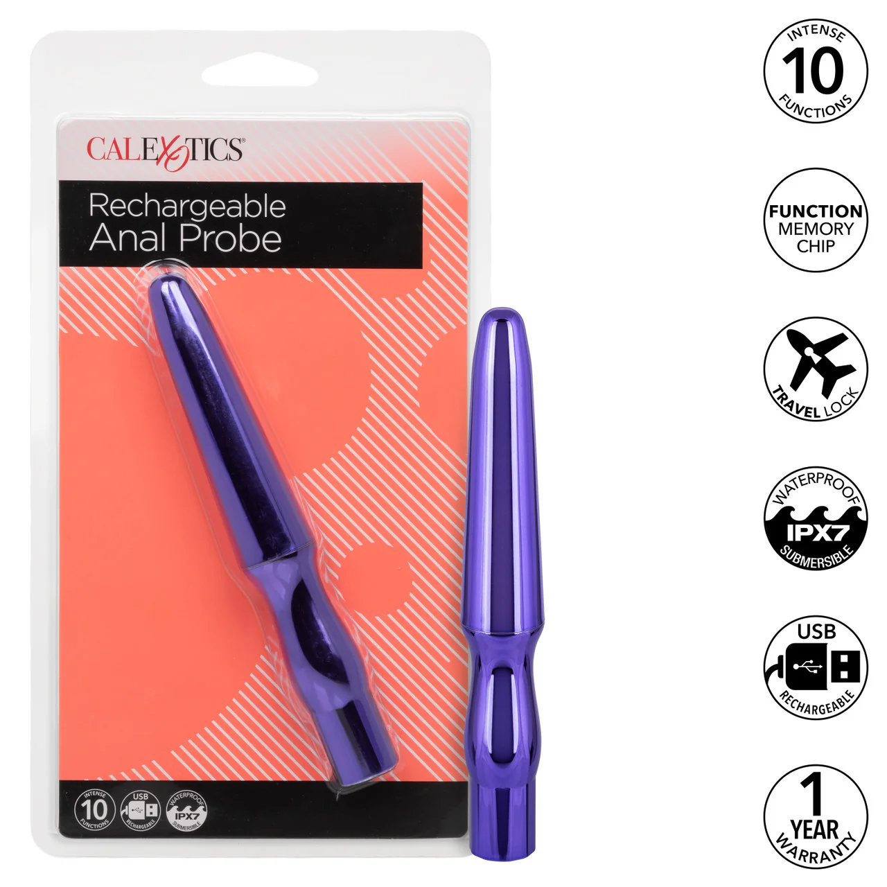 Anal Toys Rechargeable Silicone Anal Probe - Purple - Image 6