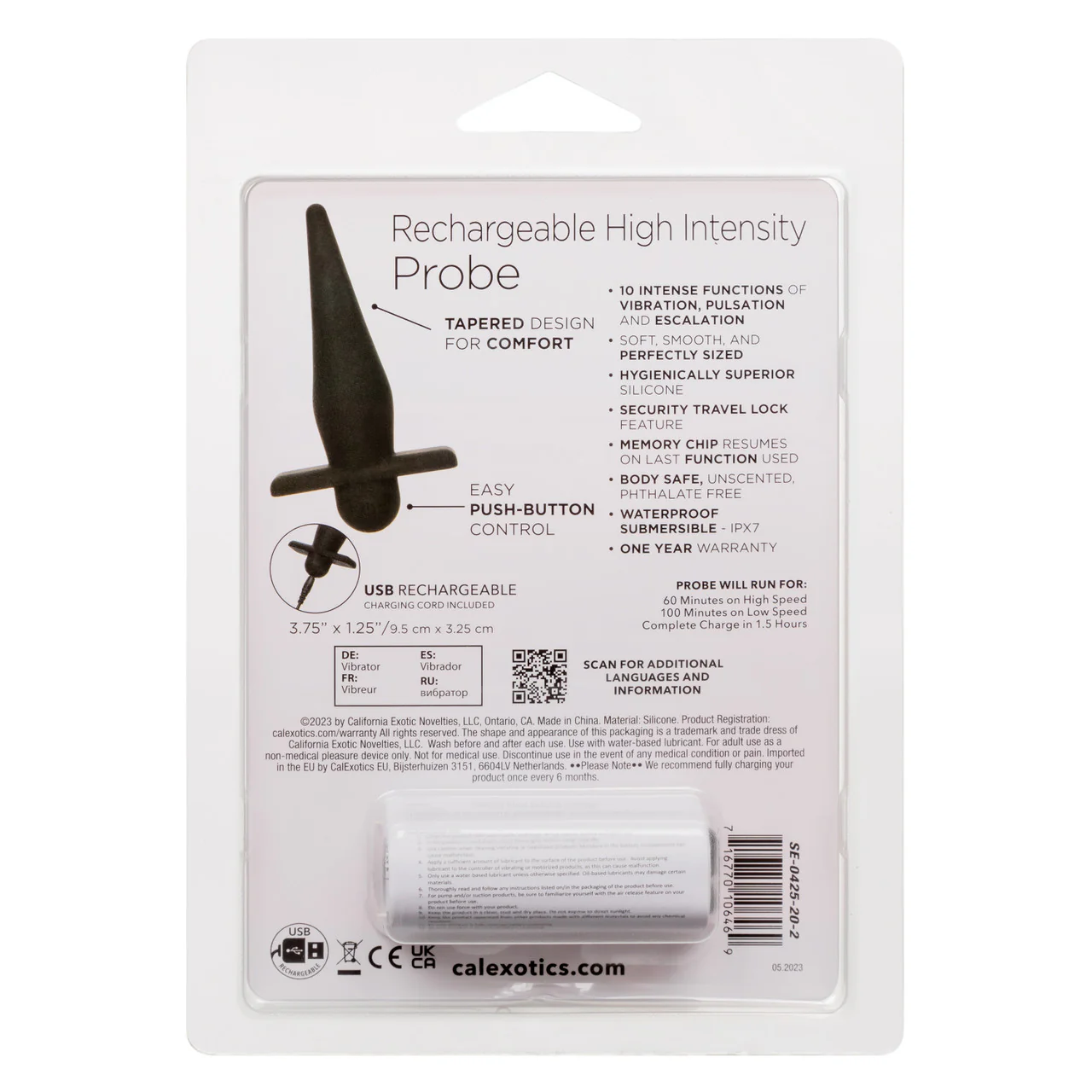 Anal Toys Rechargeable Silicone High Intense Probe - BLACK - Image 4