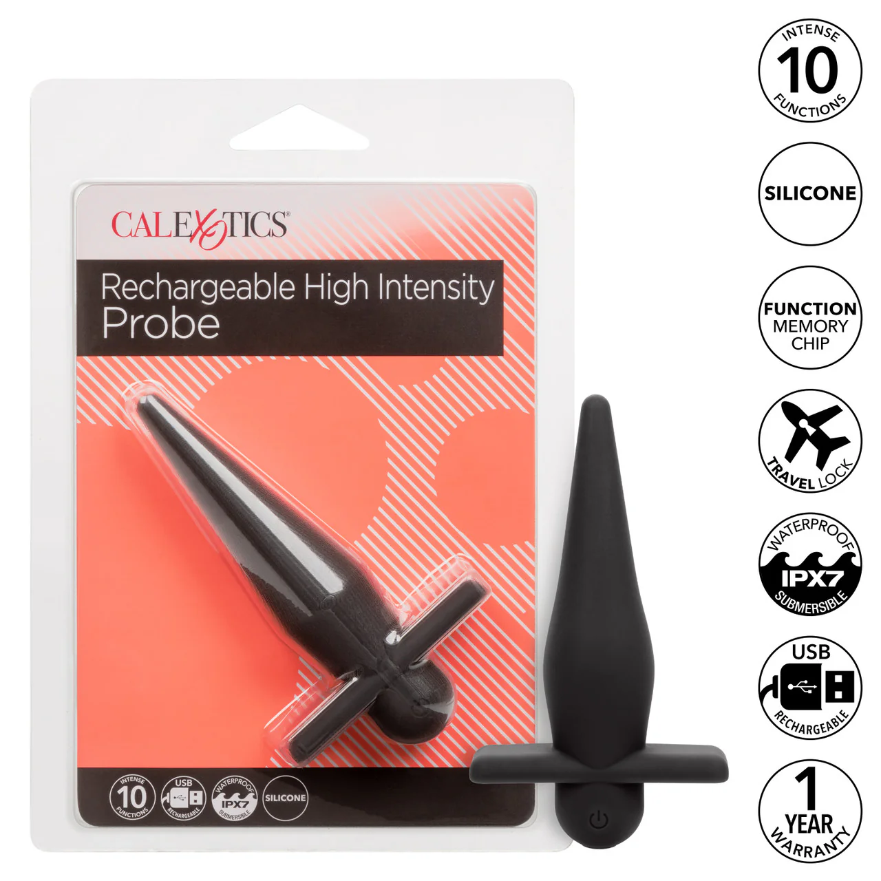 Anal Toys Rechargeable Silicone High Intense Probe - BLACK - Image 6