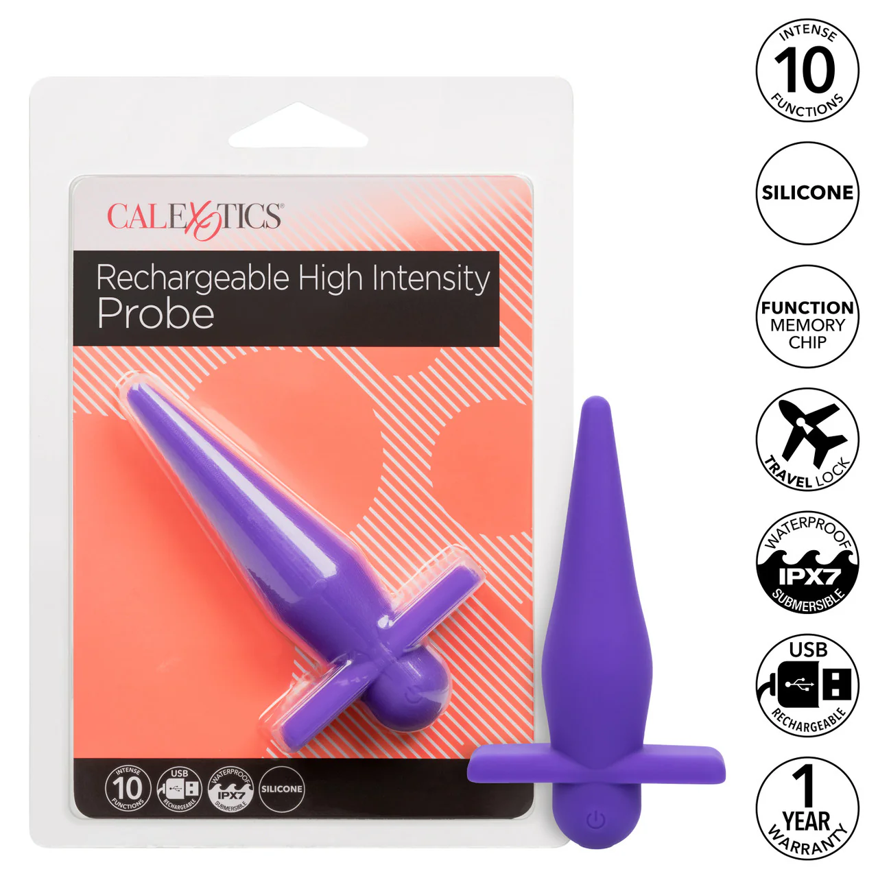 Anal Toys Rechargeable Silicone High Intense Probe - Purple - Image 7