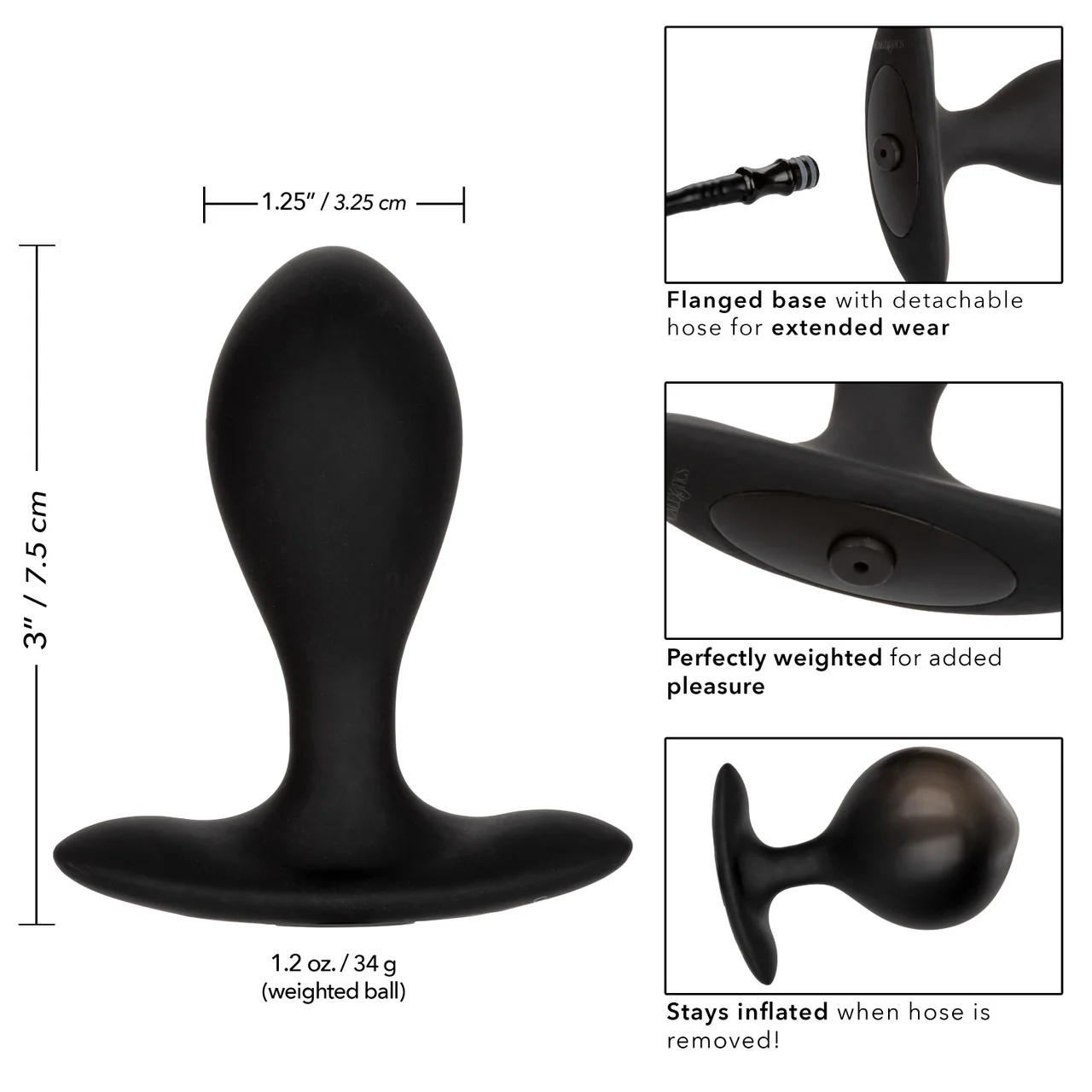 Anal Toys Weighted Silicone Inflatable Plug - Image 5
