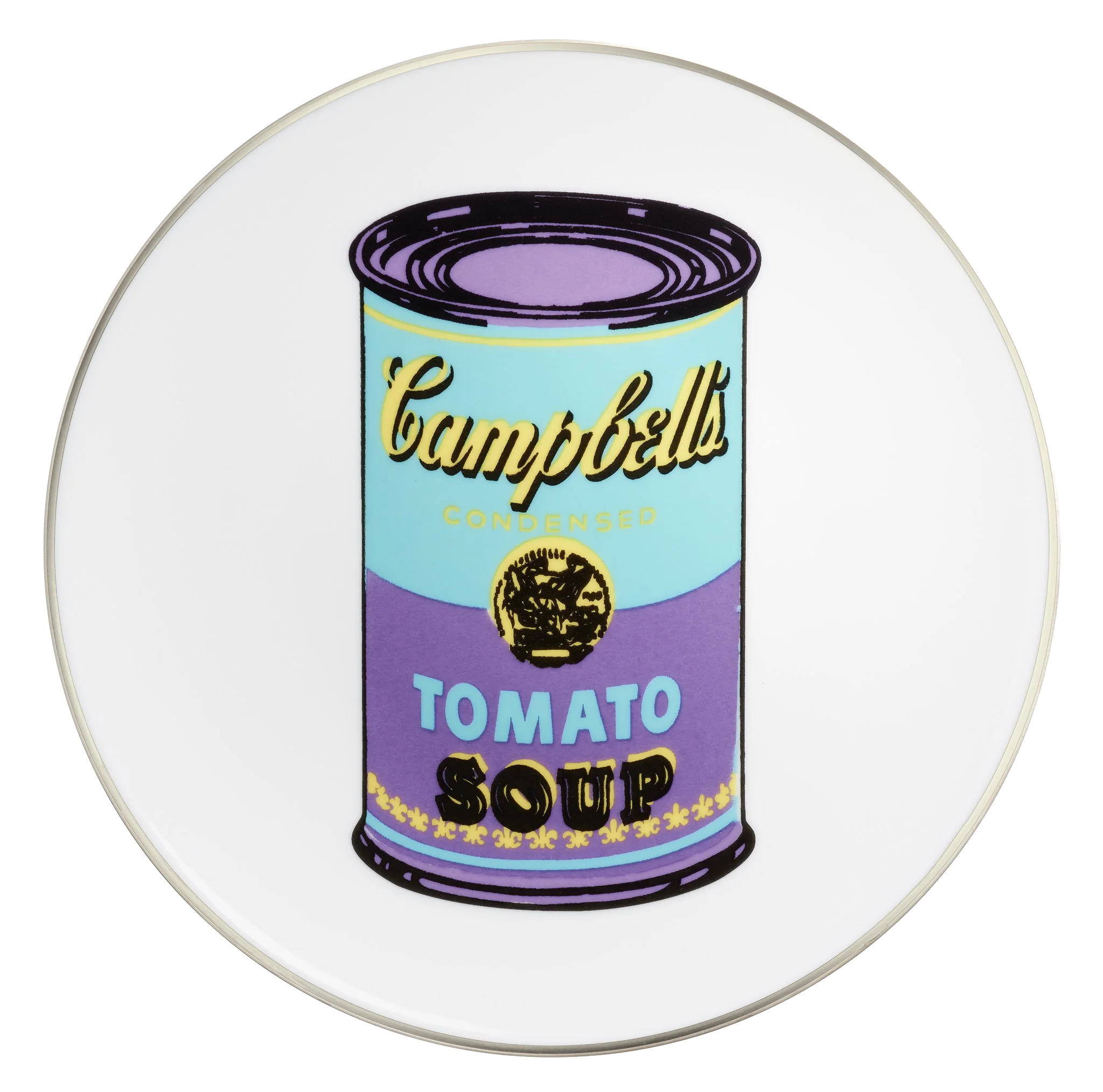 ANDY WARHOL LARGE PORCELAIN PLATE - CAMPBELL- TURQUOISE/PURPLE - Image 4