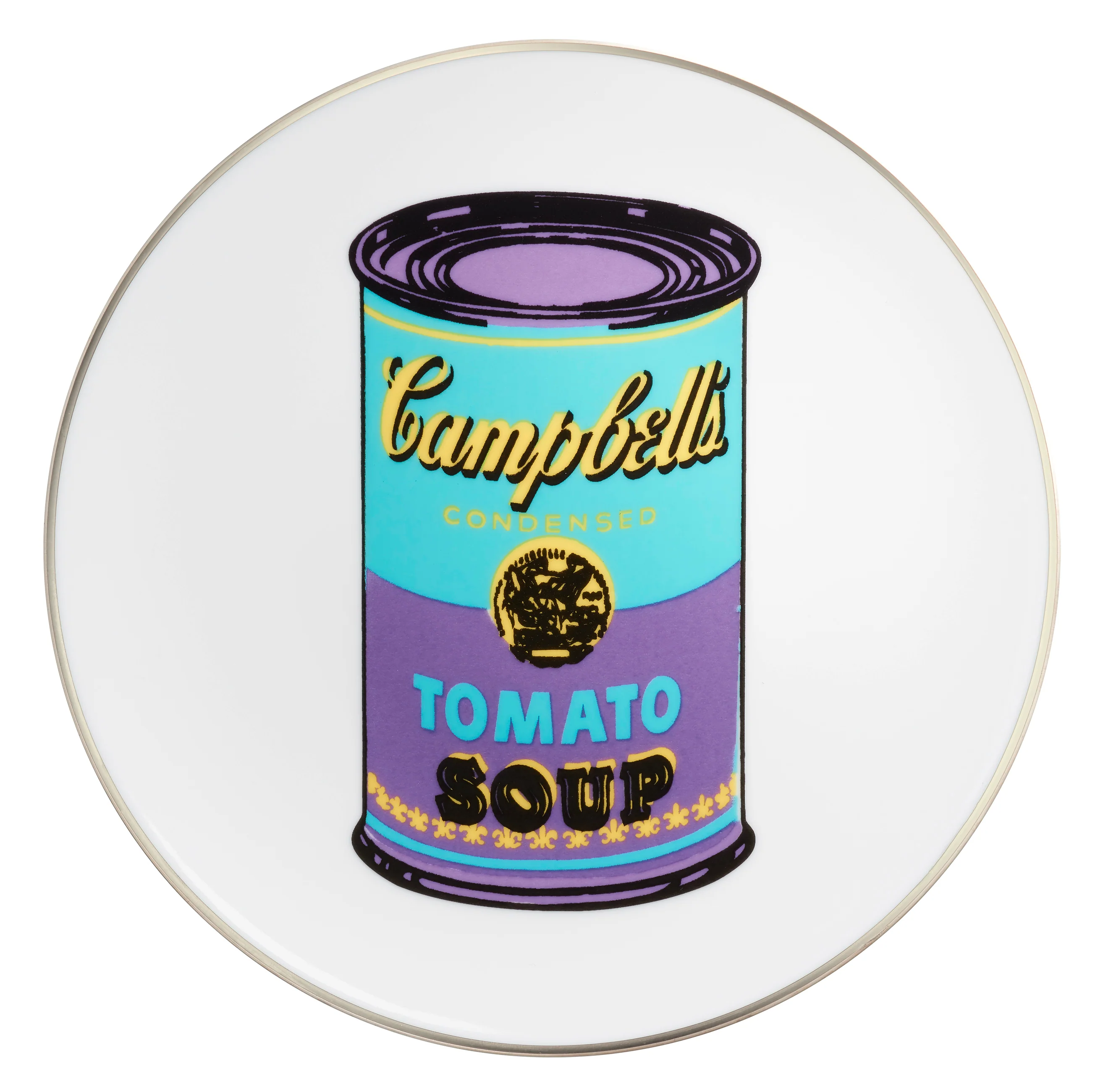 ANDY WARHOL LARGE PORCELAIN PLATE - CAMPBELL- TURQUOISE/PURPLE - Image 5