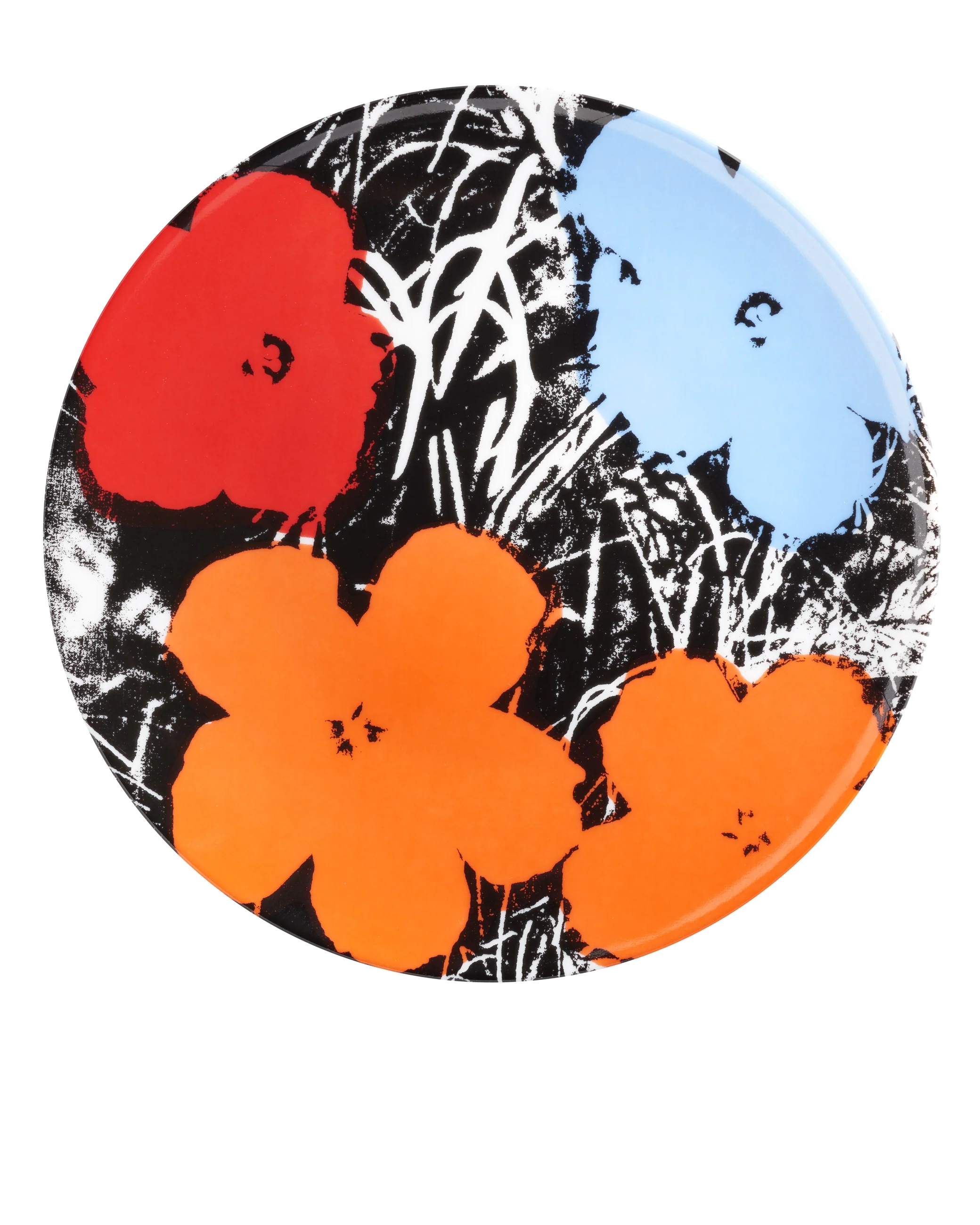 ANDY WARHOL PORCELAIN PLATE - FLOWERS - Blue / Orange / Red - Image 3