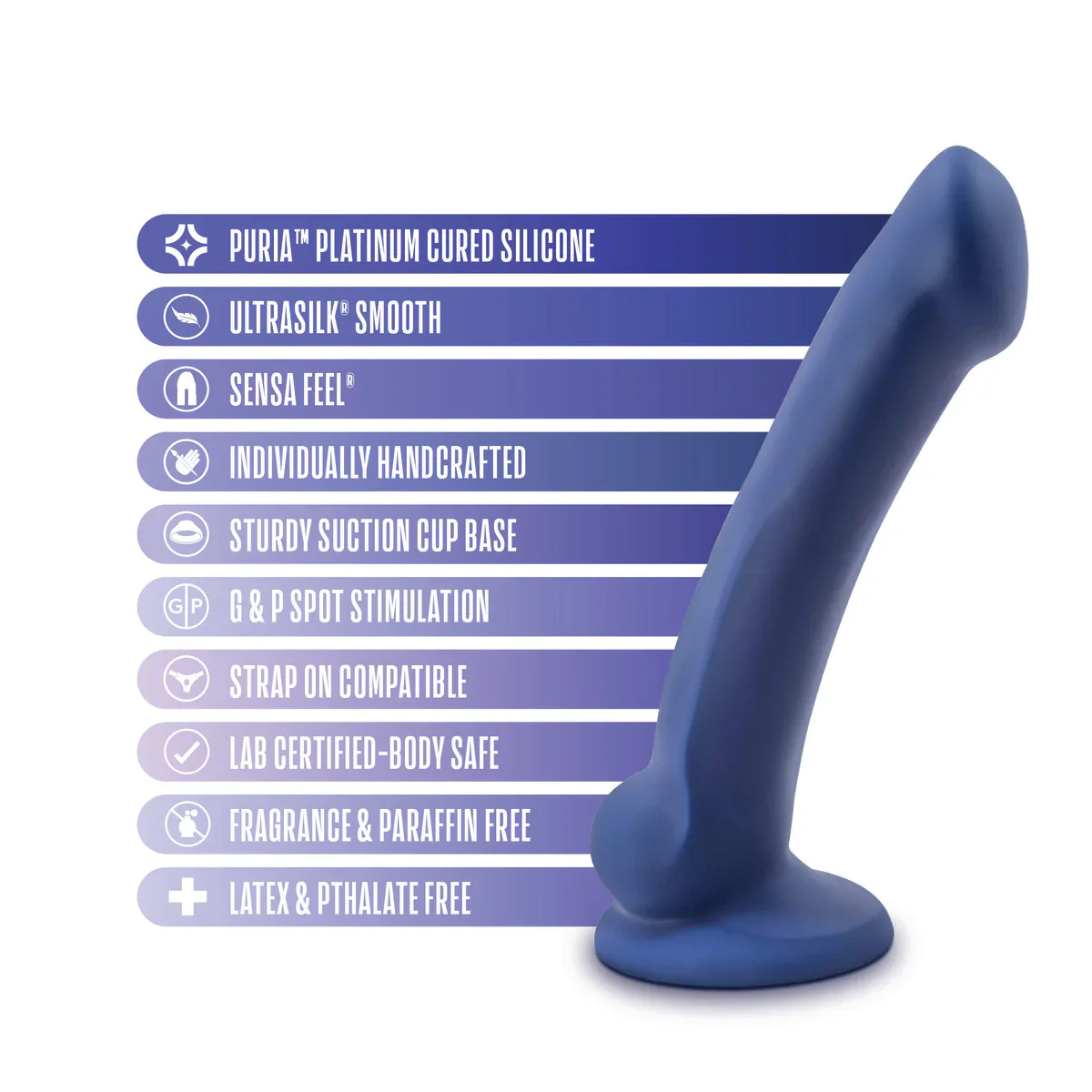 Avant Ergo Mini Indigo D10 Artisan 7 Inch Thin Dildo with Suction Cup Base - Image 3