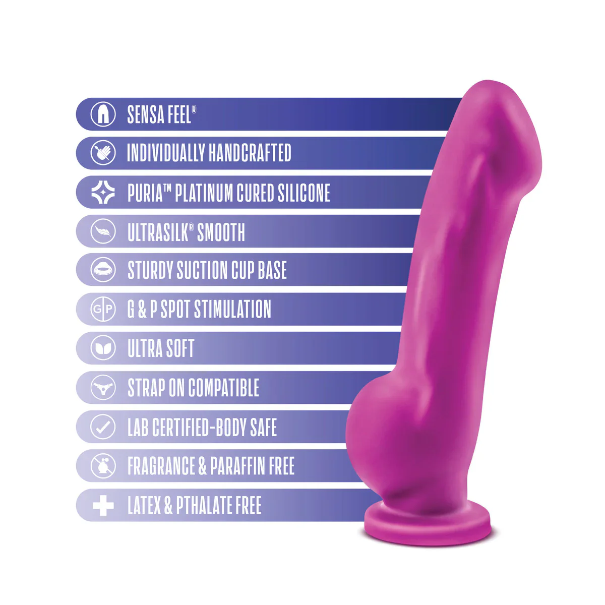Avant Ergo Violet D7 Artisan 7 Inch Dildo with Suction Cup Base - Image 3