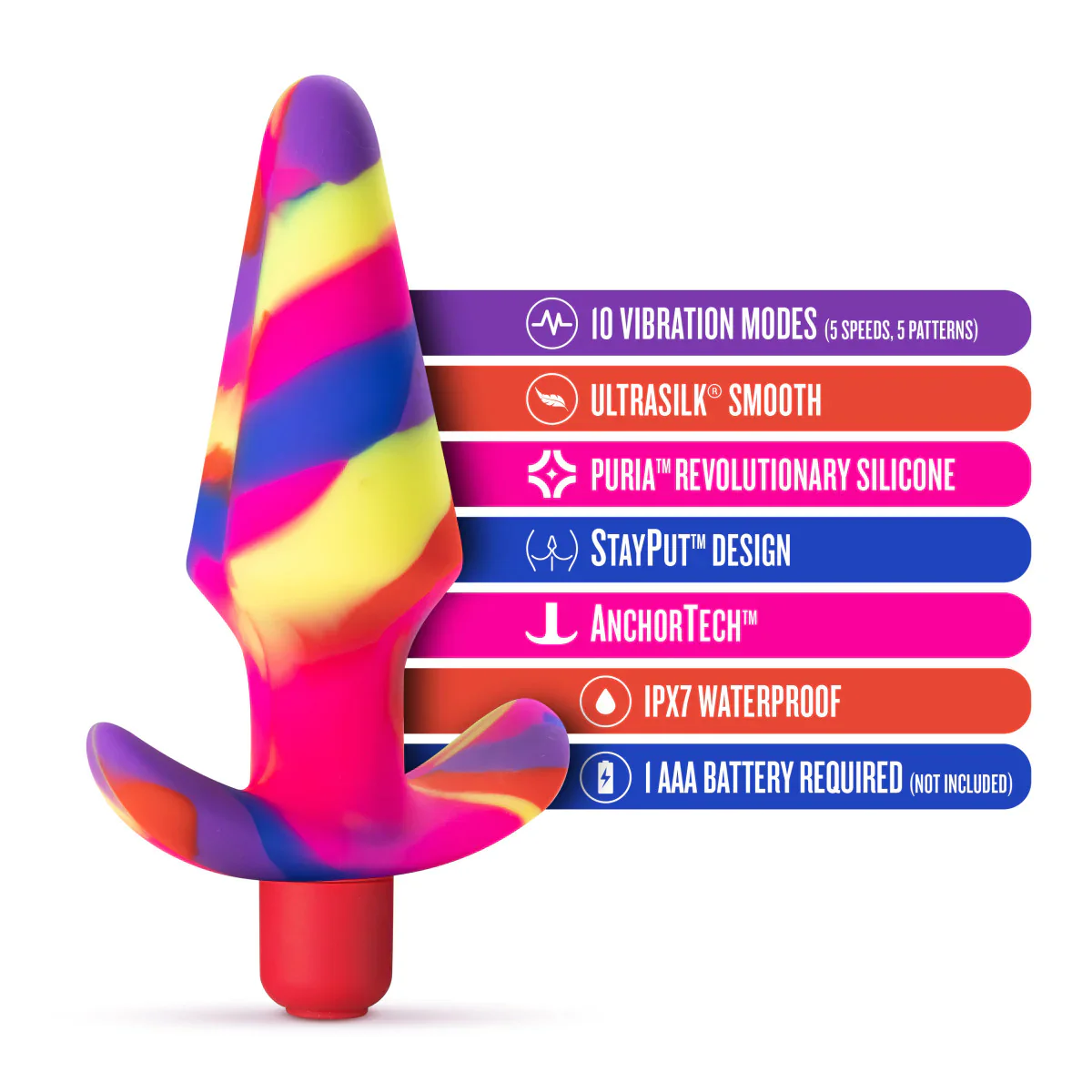 Avant Free Spirit Scarlet Artisan 5 Inch Vibrating Stayput Butt Plug - Image 4