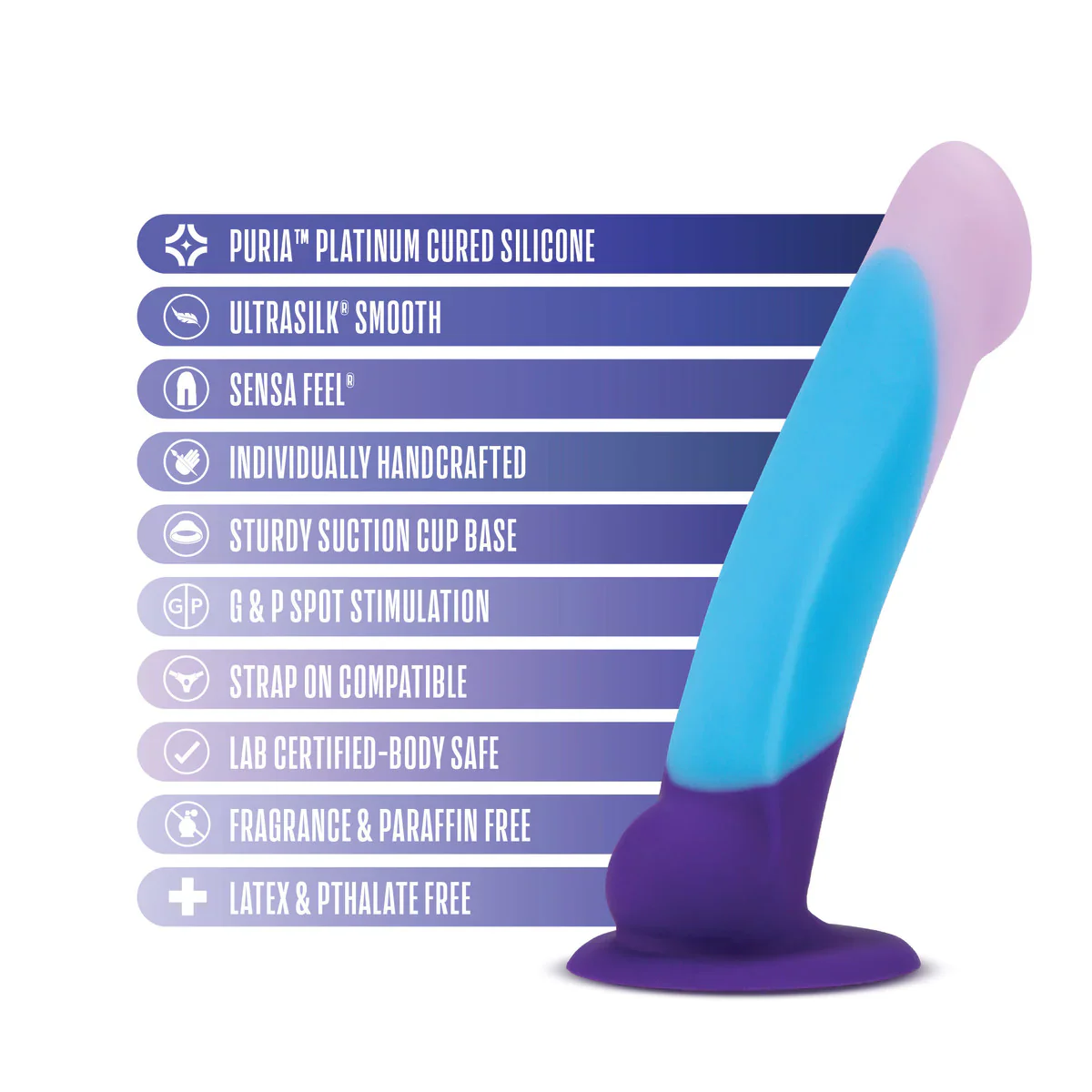 Avant Purple Haze D16: Artisan 7 Inch Curved Dildo with Suction Cup Base - Image 3