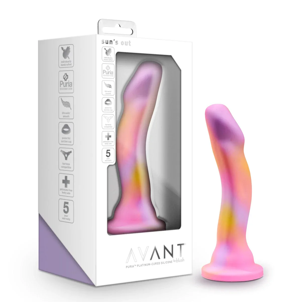 Avant Sun's Out Pink Artisan 7 Inch Curved P-Spot Dildo with Suction Cup Base - Image 7