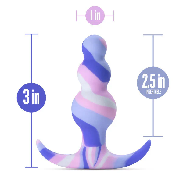 Avant Twilight Blue Artisan 3 Inch Tapered Stayput Butt Plug with Pleasure Curves - Image 3