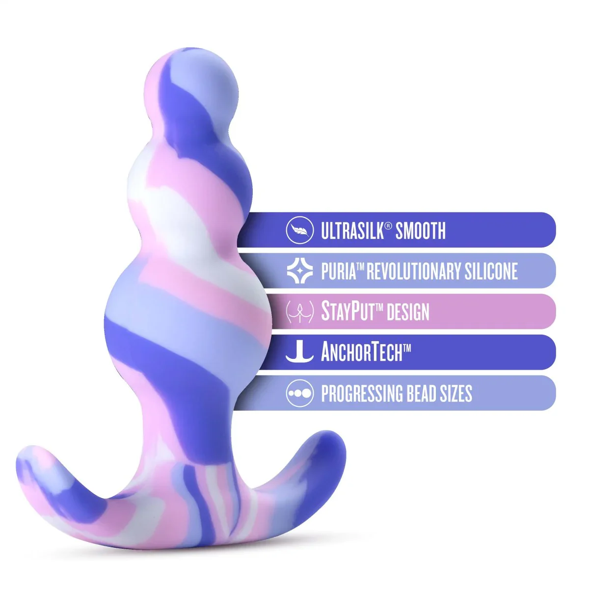 Avant Twilight Blue Artisan 3 Inch Tapered Stayput Butt Plug with Pleasure Curves - Image 4