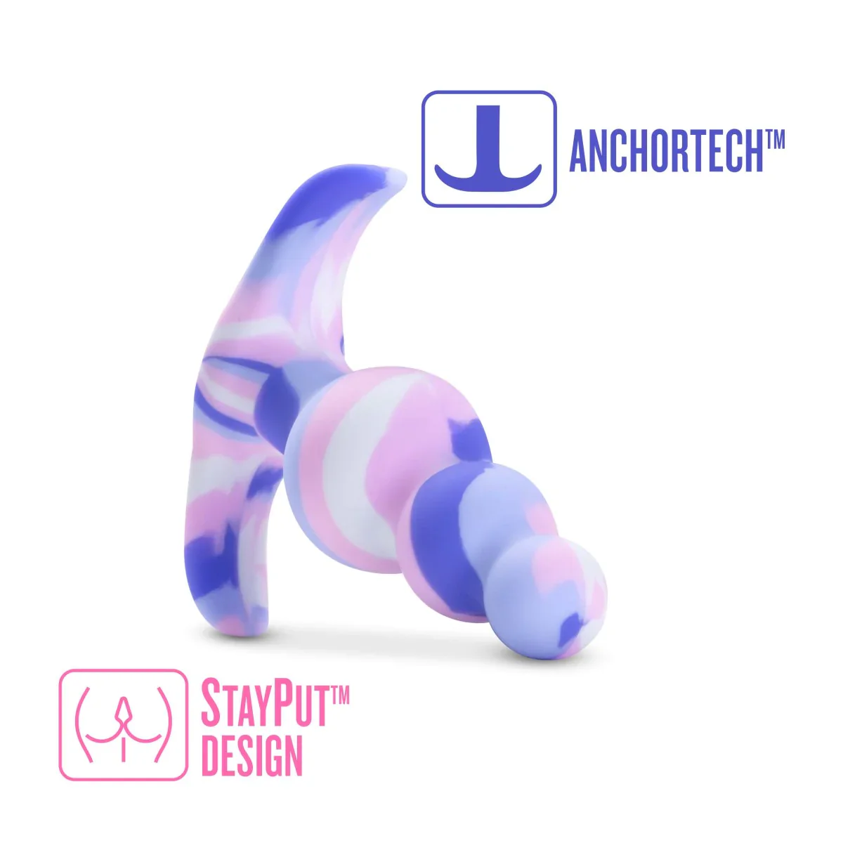Avant Twilight Blue Artisan 3 Inch Tapered Stayput Butt Plug with Pleasure Curves - Image 7