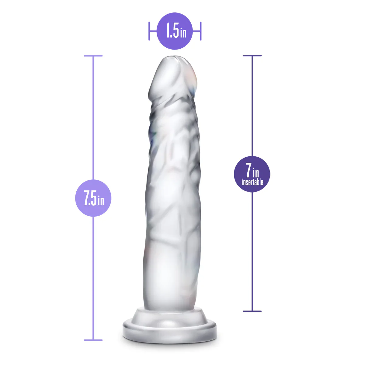 B Yours Diamond Crystal Realistic Clear 7.5-Inch Long Dildo - Image 2