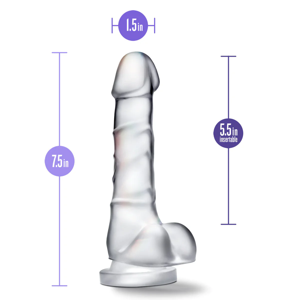 B Yours Diamond Quartz Realistic Clear 7.5-Inch Long Dildo - Image 2