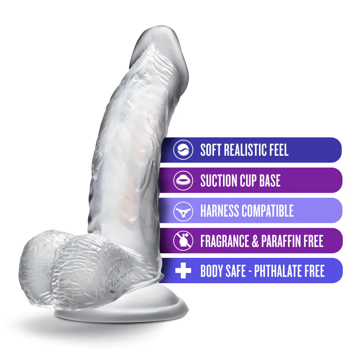B Yours Diamond Sparkle Realistic P-Spot Clear 6.5-Inch Long Dildo - Image 3