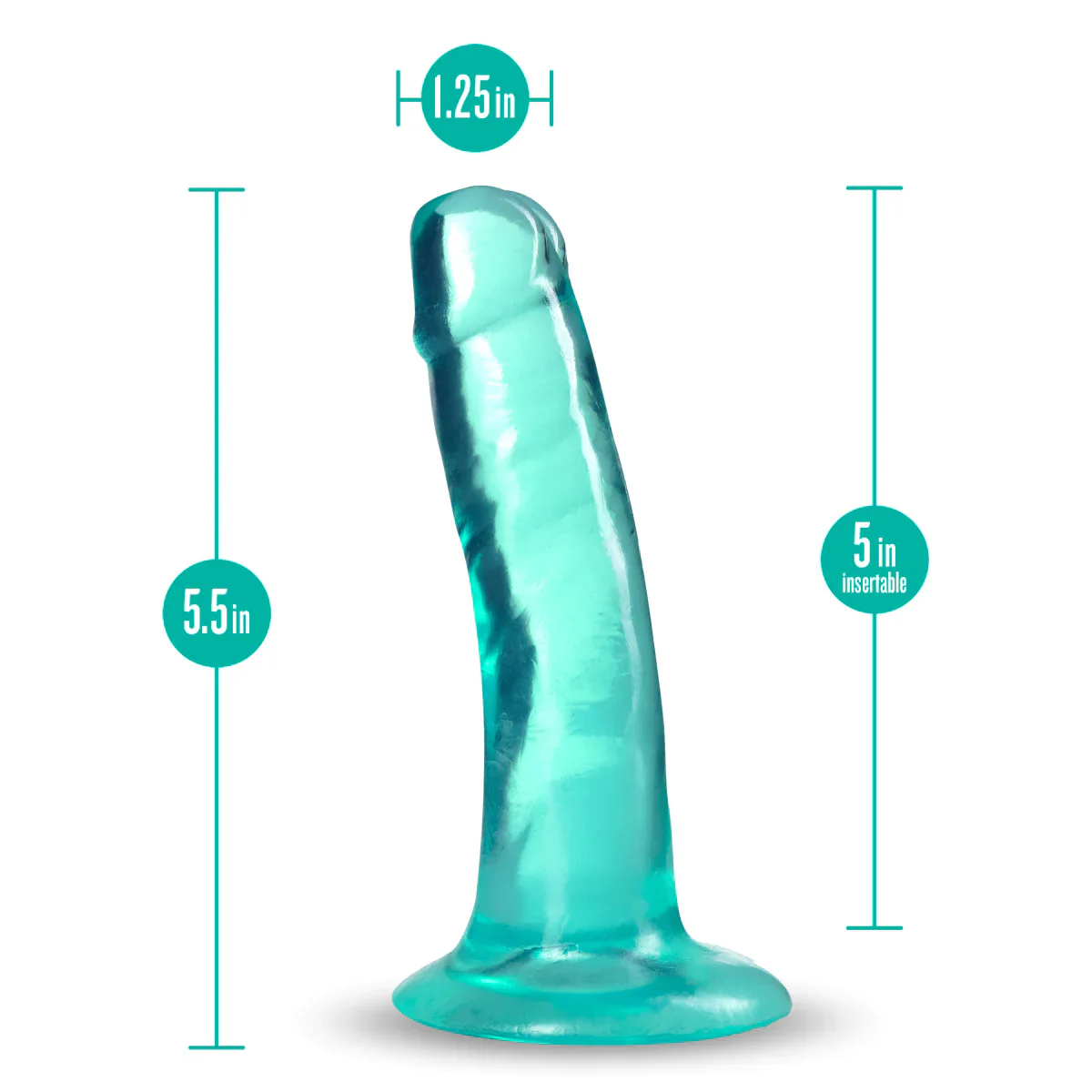 B Yours Plus Hard N’ Happy Realistic G-Spot Teal 5.5-Inch Long Dildo - Image 3