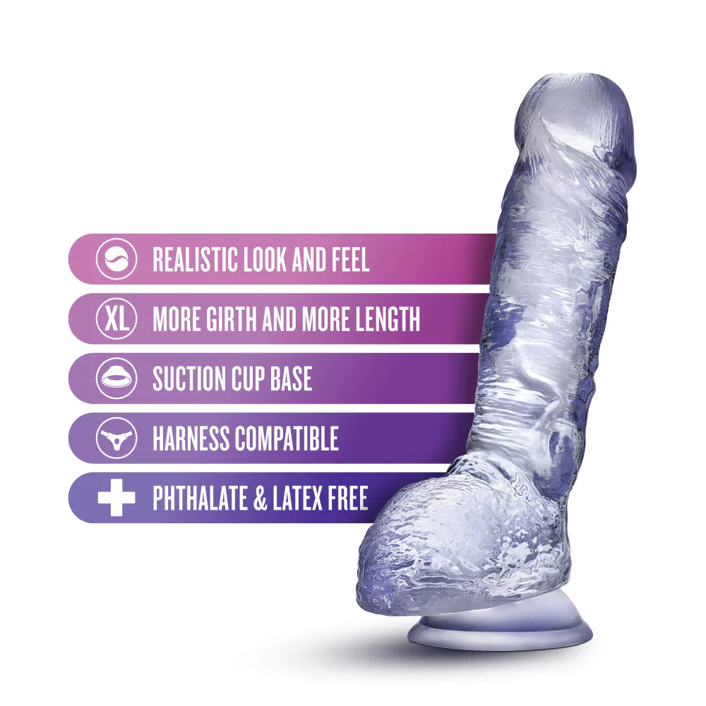 B Yours Plus Hearty n’ Hefty Clear 9-Inch Long Dildo - Image 3