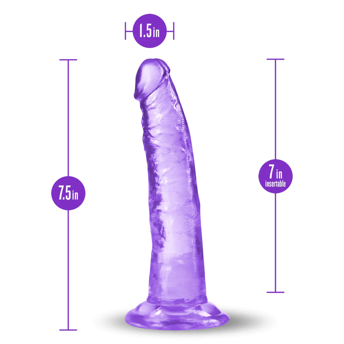 B Yours Plus Lust N’ Thrust Realistic Purple 7.5-Inch Long Dildo - Image 3