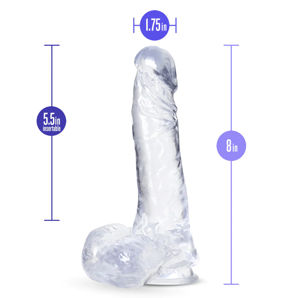 B Yours Plus Ram N’ Jam Realistic Clear 8-Inch Long Dildo - Image 2