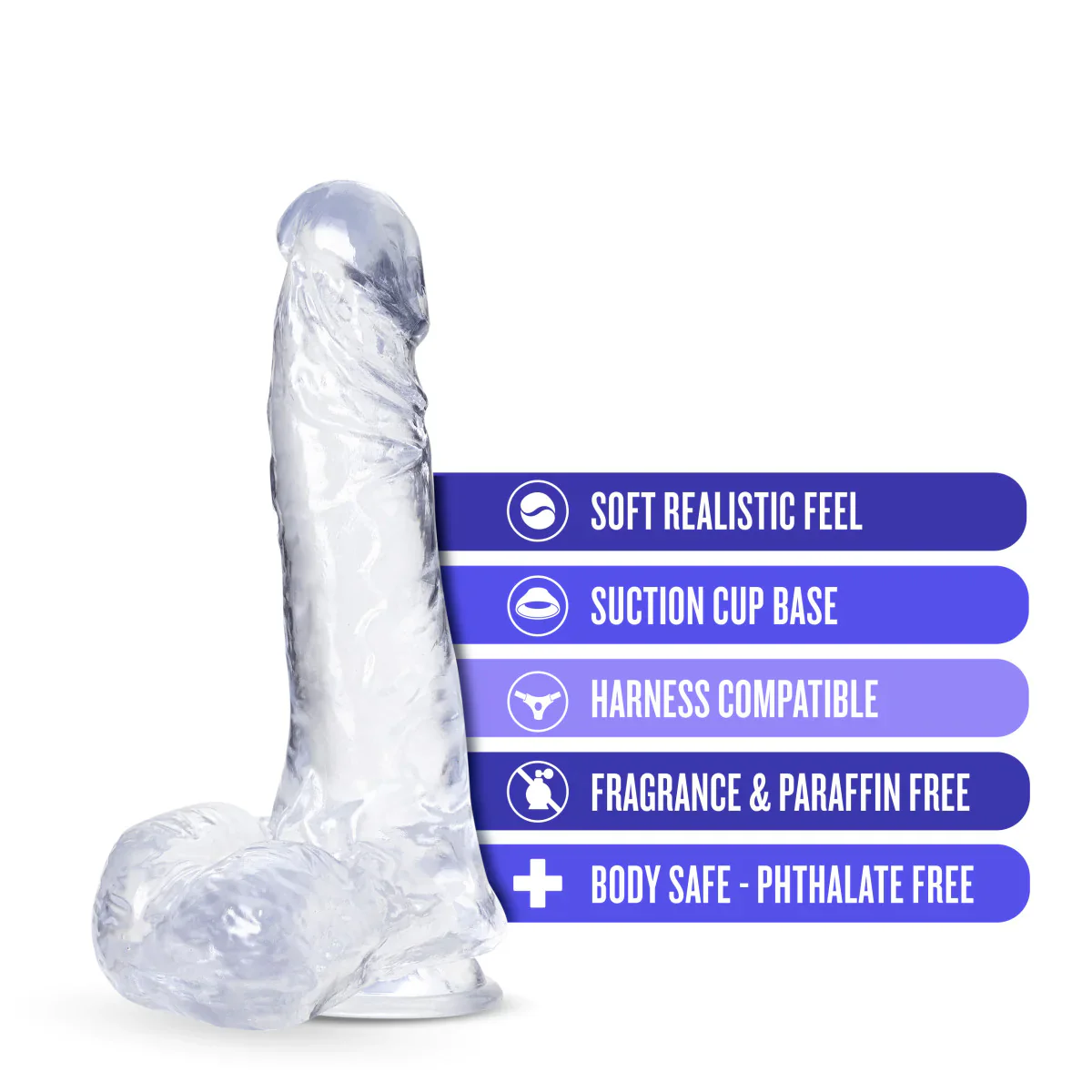 B Yours Plus Ram N’ Jam Realistic Clear 8-Inch Long Dildo - Image 3